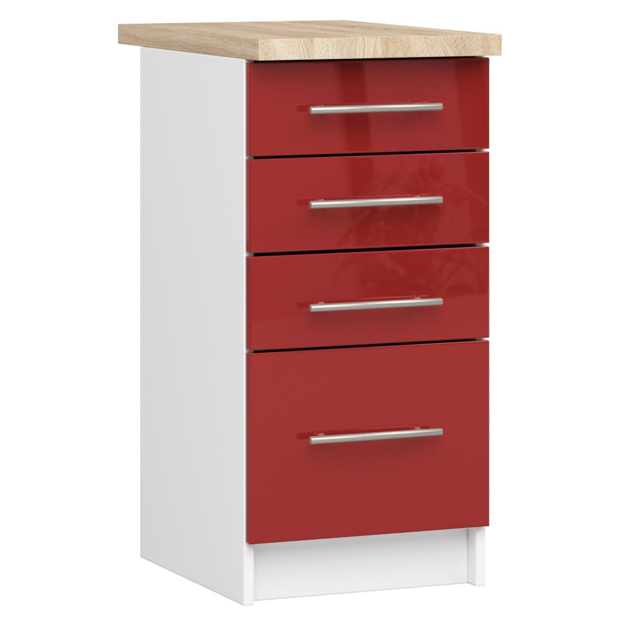 Spodní kuchyňská skříňka s deskou OLIWIA S40 SZ4 bílá / červená, lesk