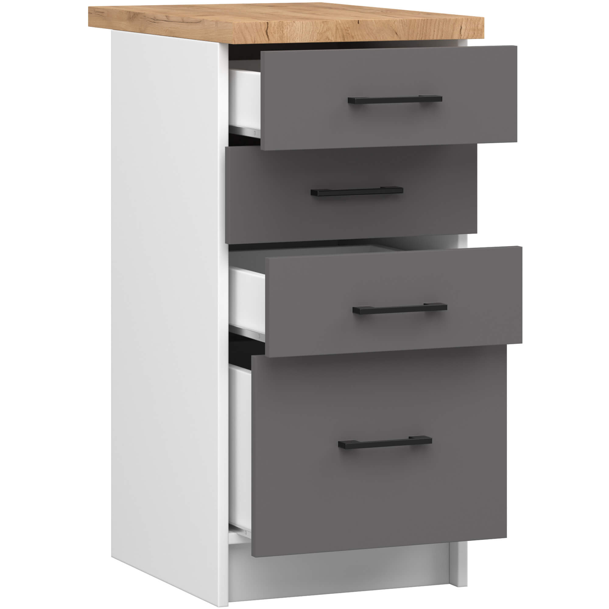 Spodní kuchyňská skříňka s deskou OLIWIA S40 SZ4 bílá / grafitová / šedá