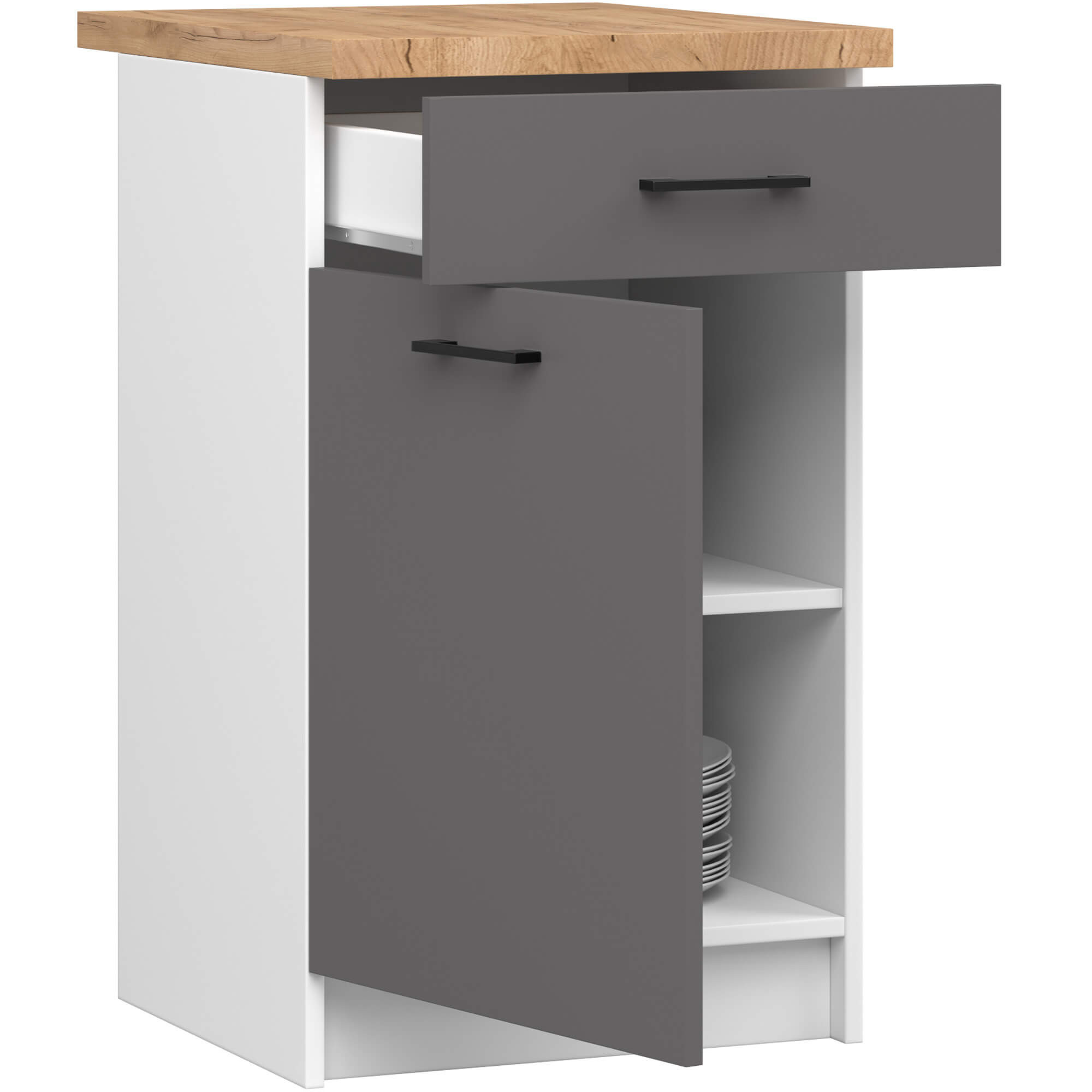 Spodní kuchyňská skříňka s deskou OLIWIA S50 SZ1 bílá / grafitová / šedá