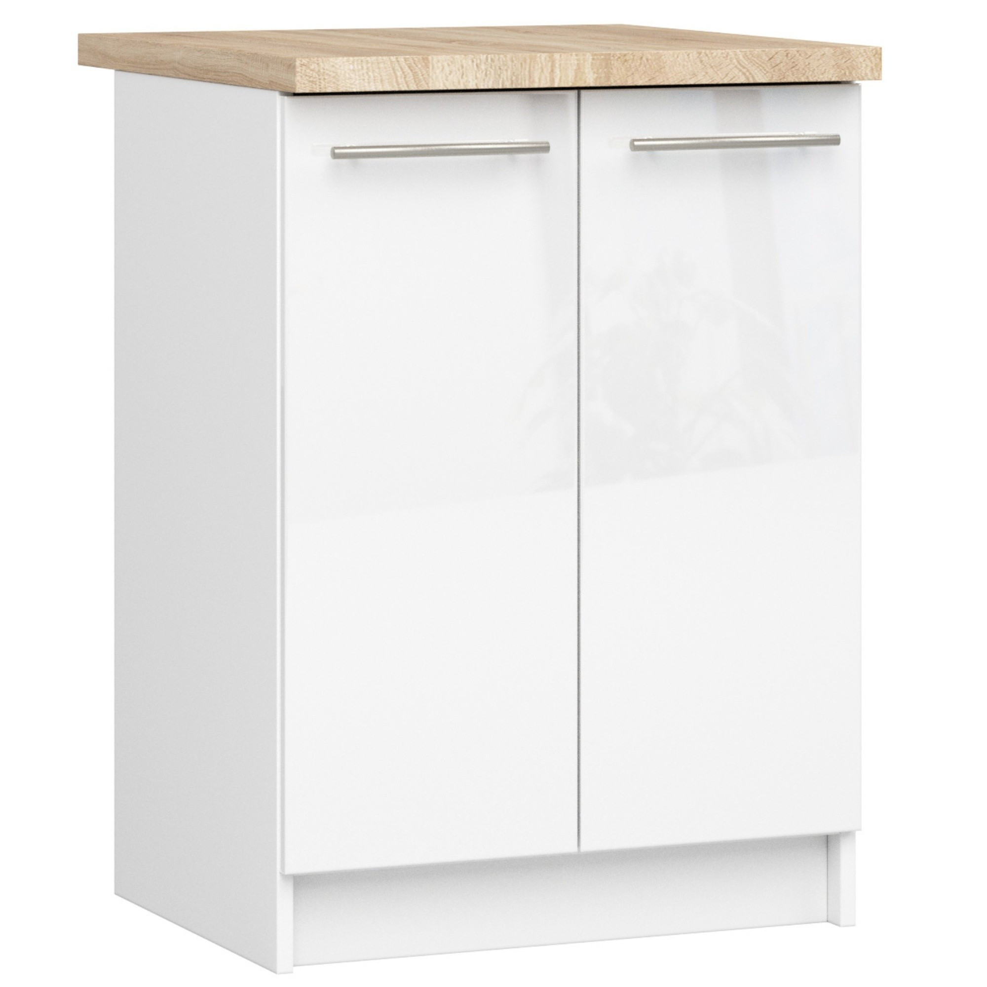 Spodní kuchyňská skříňka s deskou OLIWIA S60 2D bílá, lesk