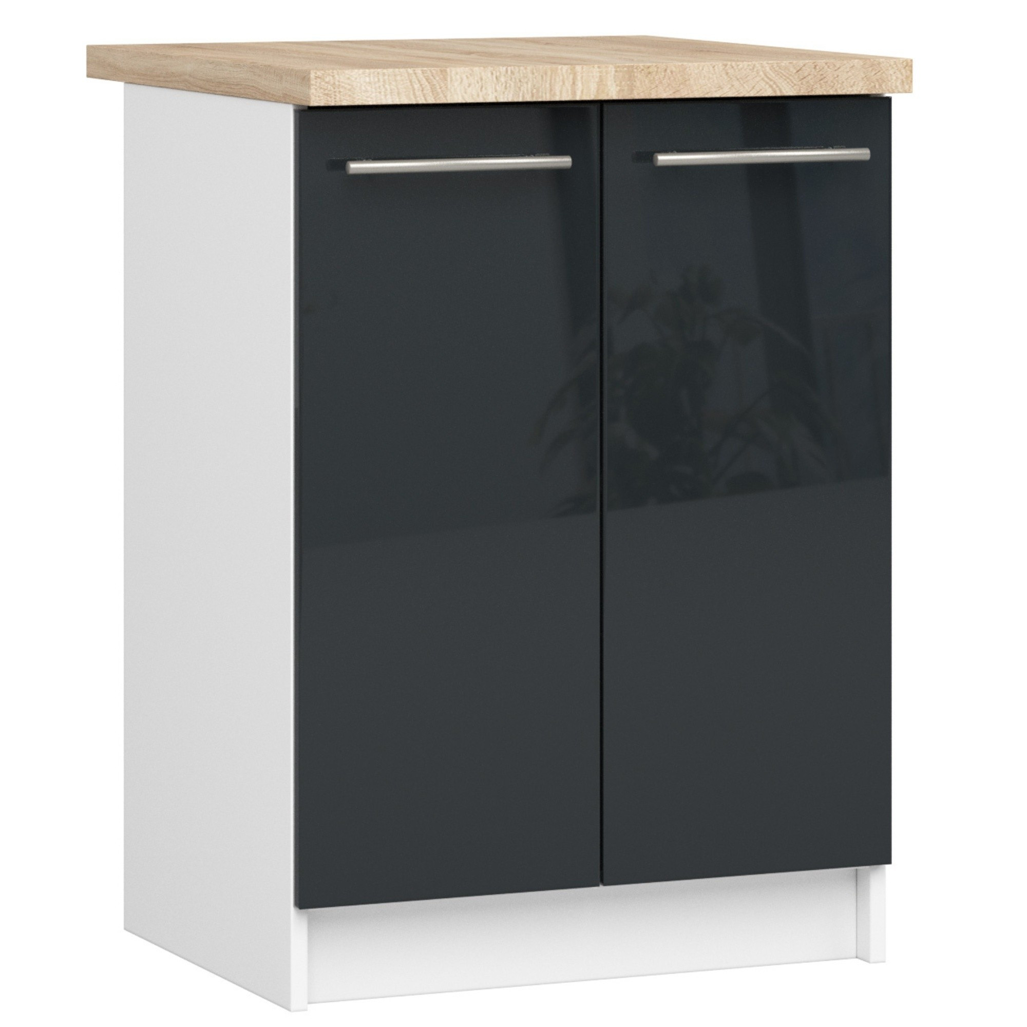 Spodní kuchyňská skříňka s deskou OLIWIA S60 2D bílá / grafitová, lesk