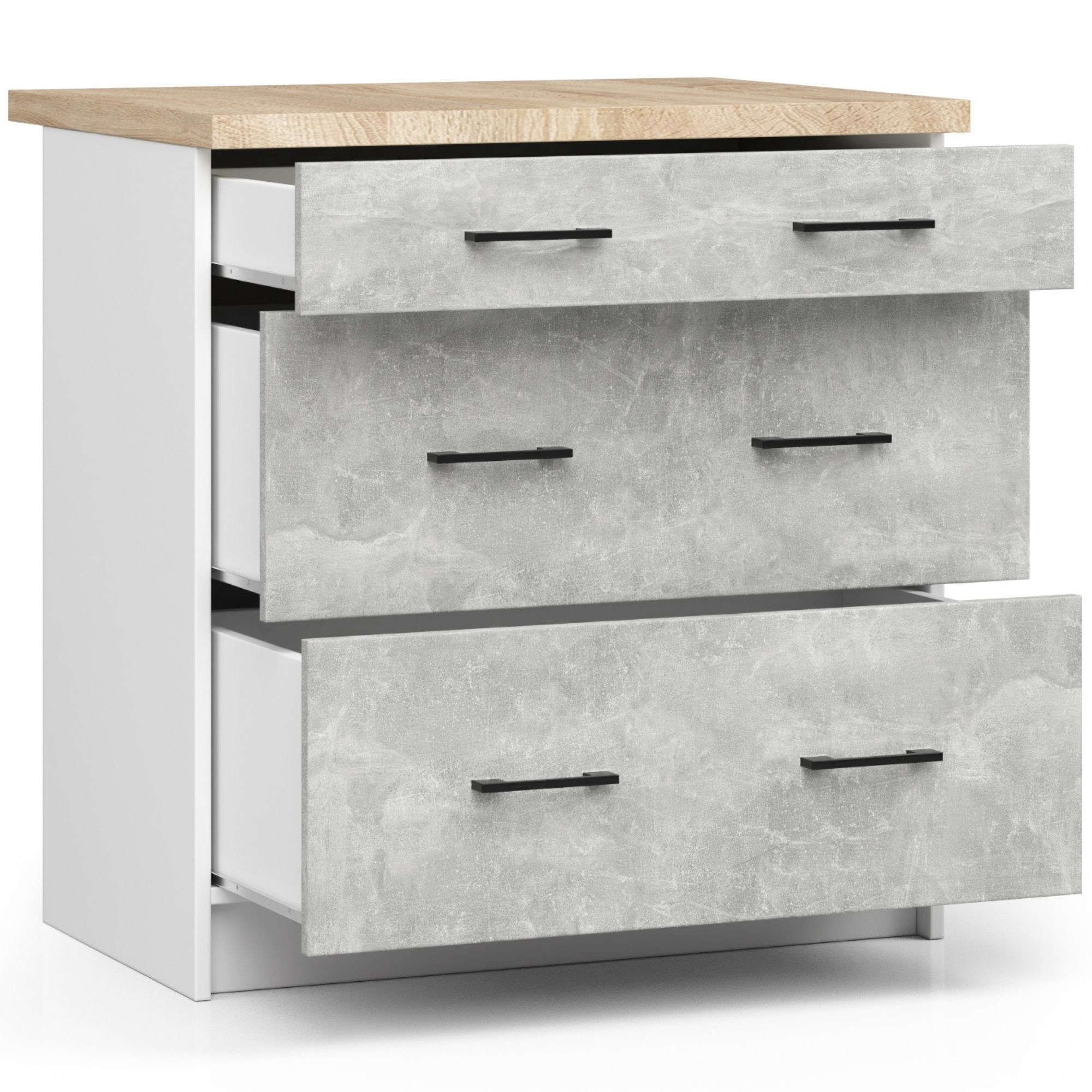 Spodní kuchyňská skříňka s deskou OLIWIA S80 3SZ bílá / beton