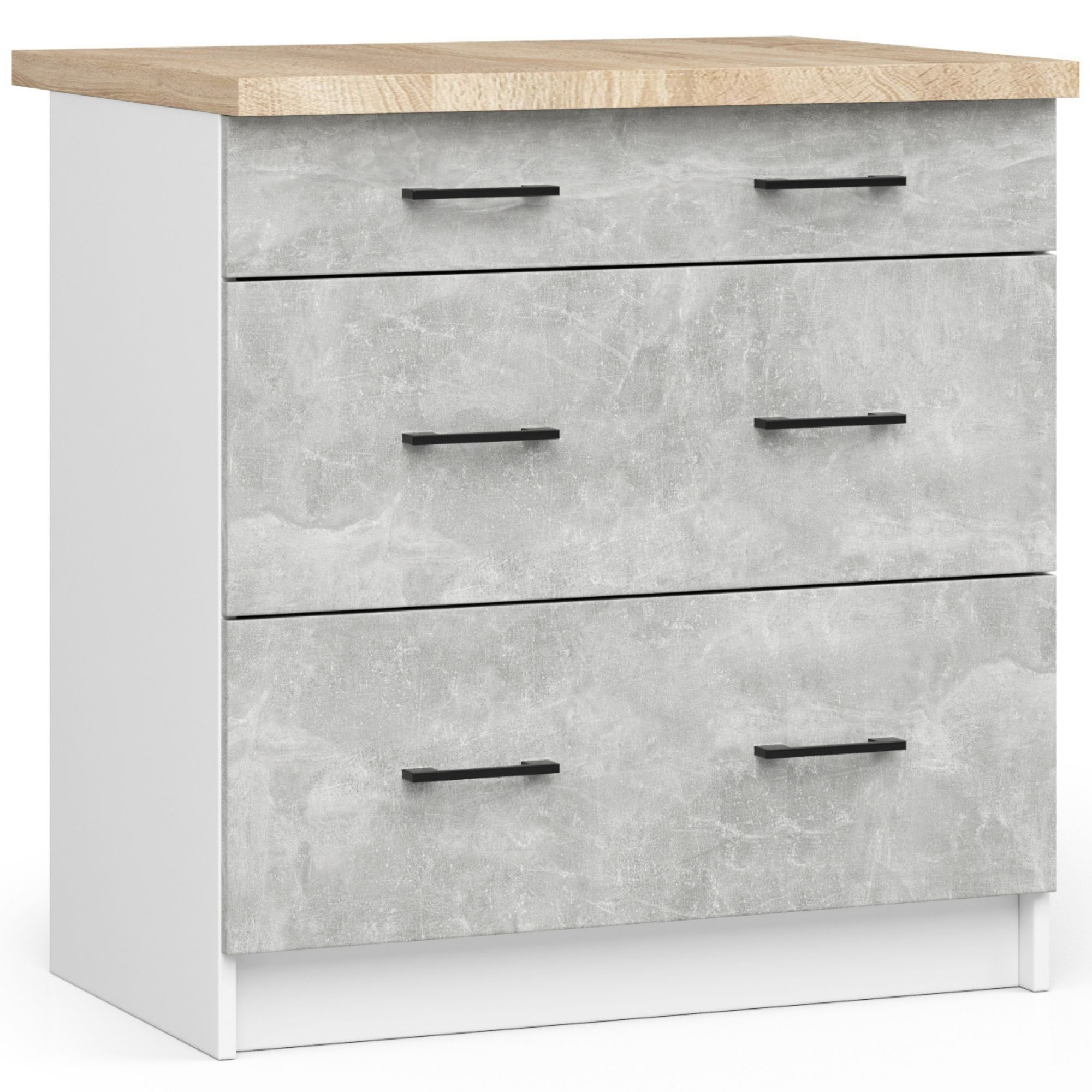 Spodní kuchyňská skříňka s deskou OLIWIA S80 3SZ bílá / beton