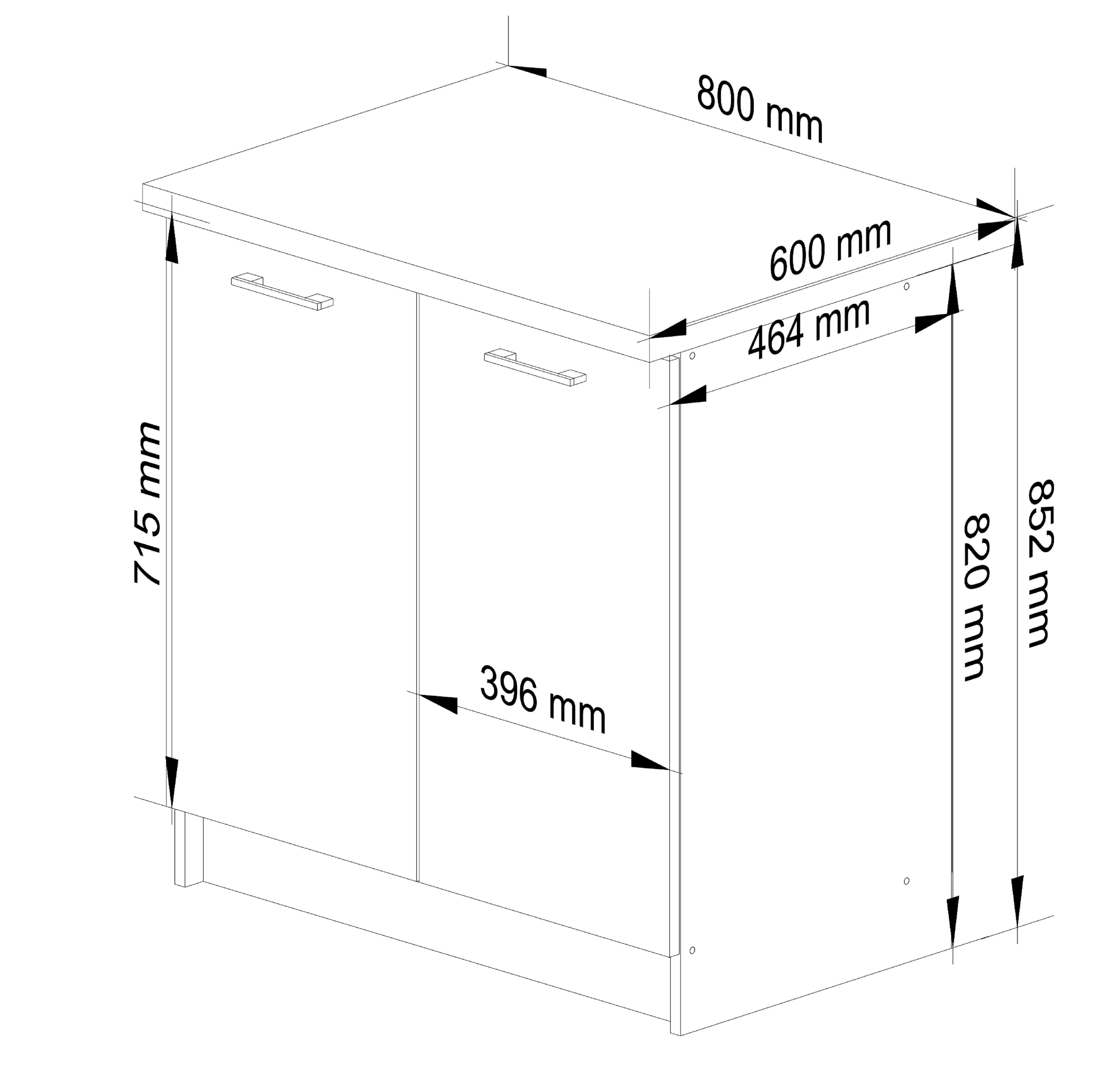 Spodní kuchyňská skříňka s deskou OLIWIA S80 bílá / metalická, lesk