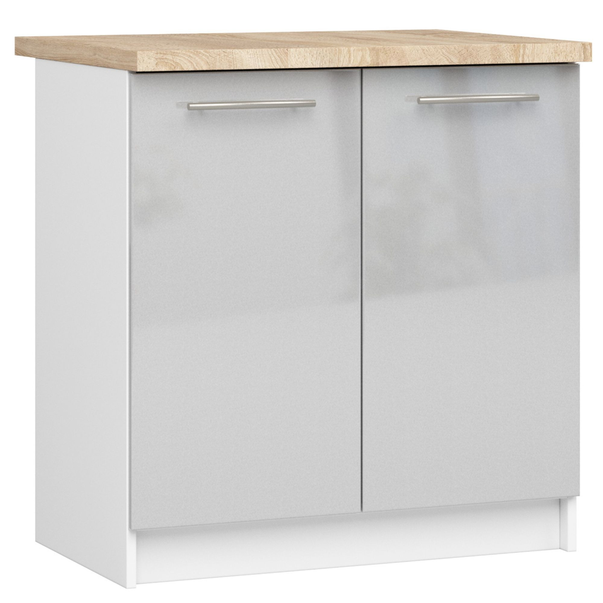 Spodní kuchyňská skříňka s deskou OLIWIA S80 bílá / metalická, lesk