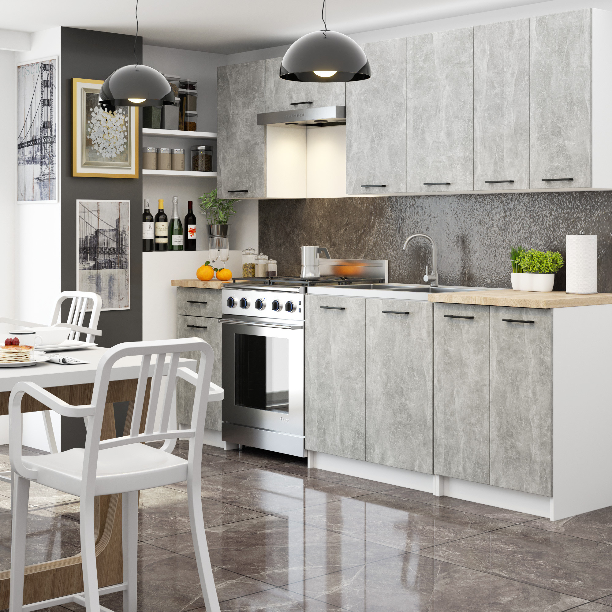 Horní kuchyňská skříňka OLIWIA W50 H720 bílá / beton