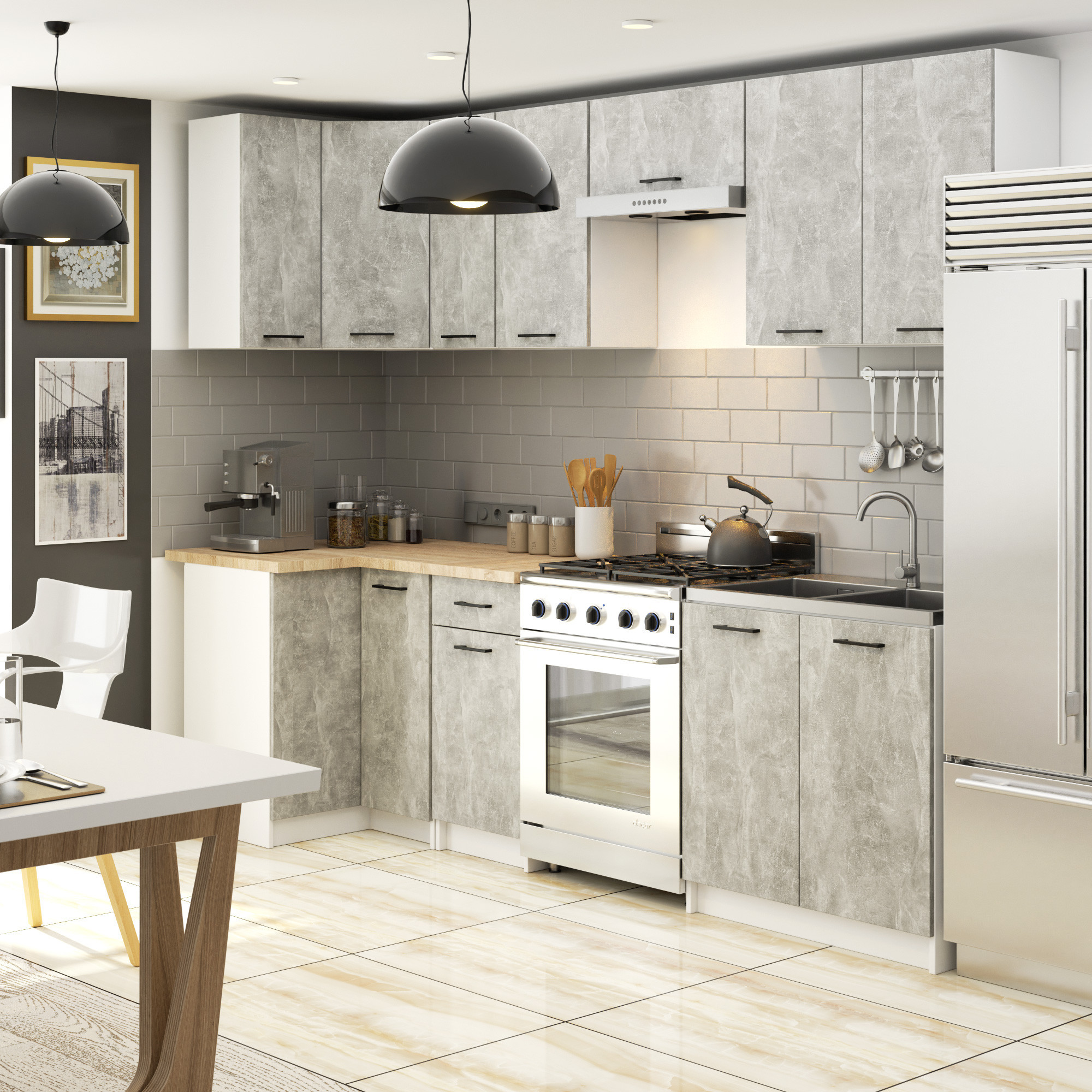 Horní kuchyňská skříňka OLIWIA W50 H720 bílá / beton