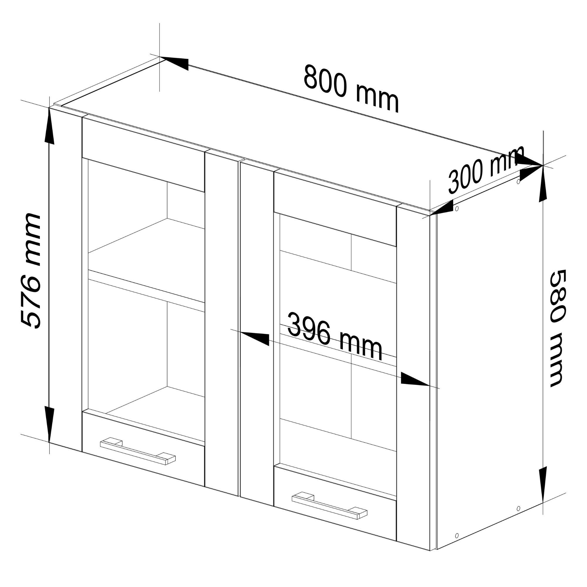 Horní kuchyňská skříňka OLIWIA W80 H580 bílá / beton