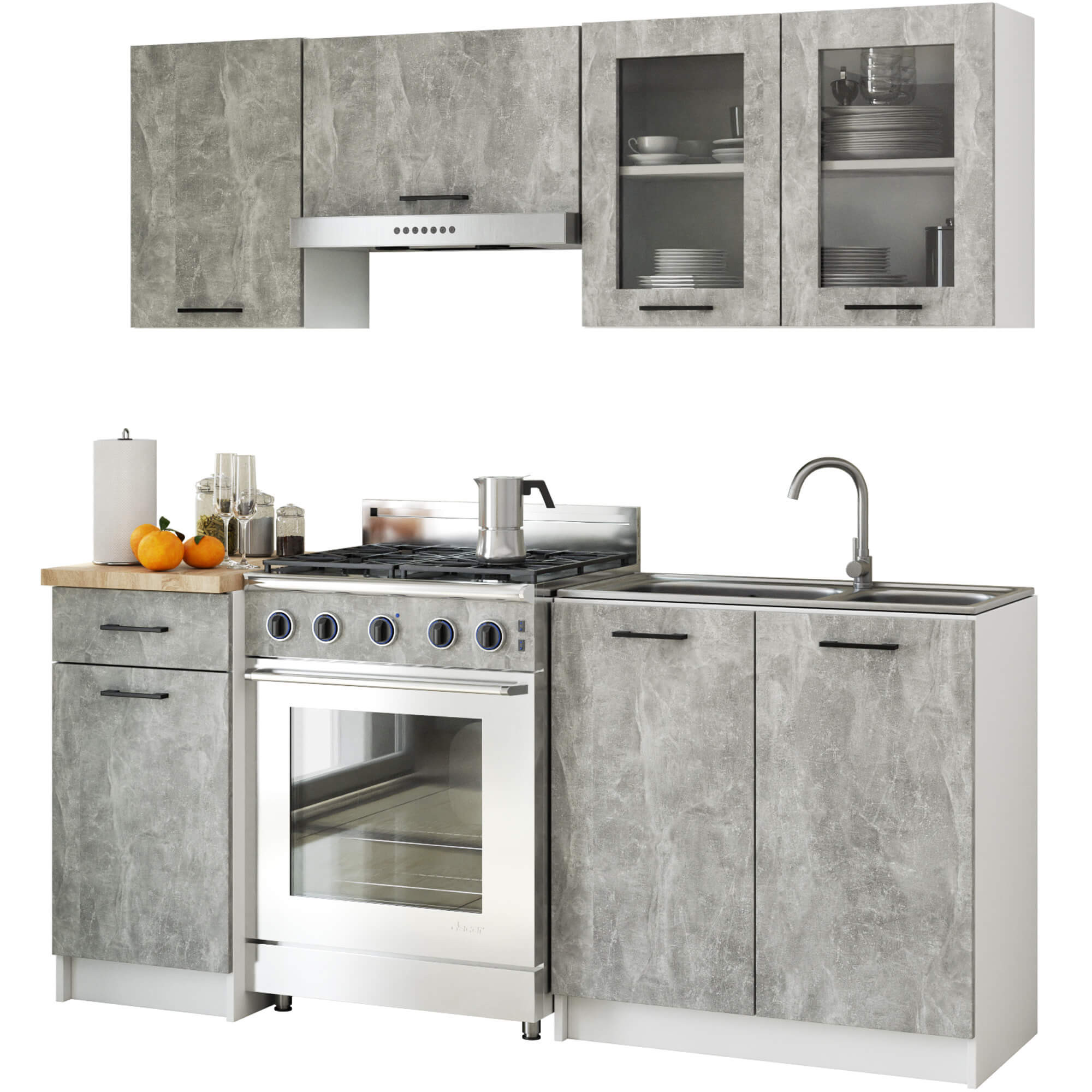 Horní kuchyňská skříňka OLIWIA W80 H580 bílá / beton