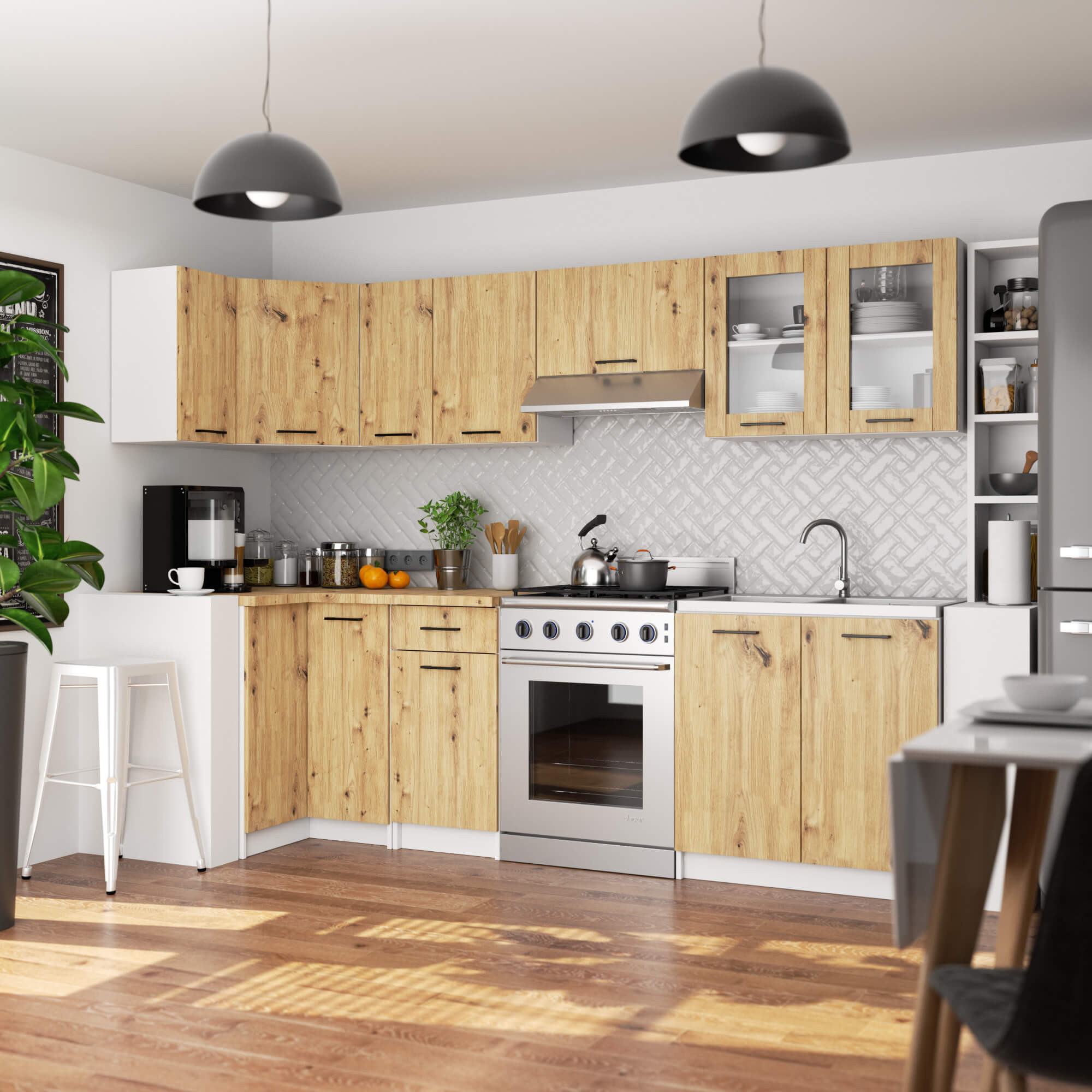 Horní kuchyňská skříňka OLIWIA W80 H580 bílá / dub artisan
