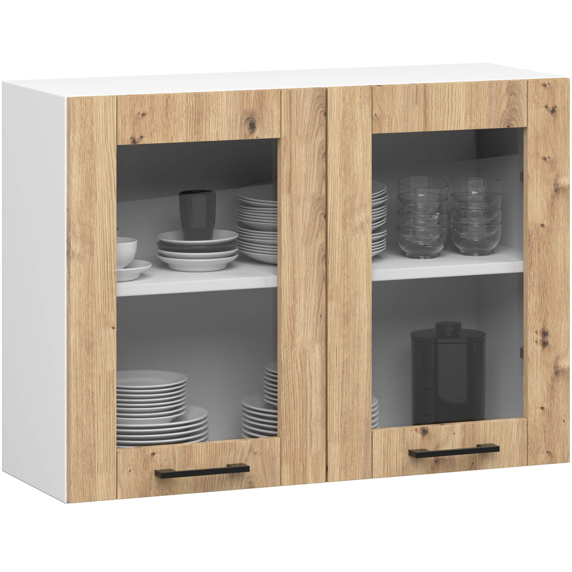 Horní kuchyňská skříňka OLIWIA W80 H580 bílá / dub artisan
