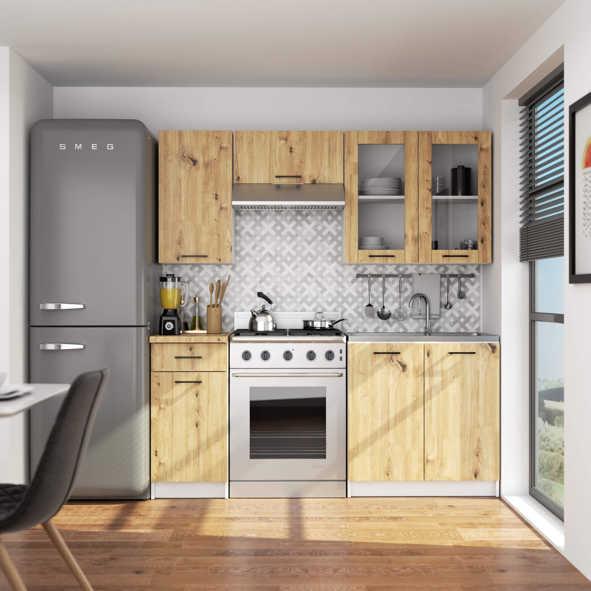 Horní kuchyňská skříňka OLIWIA W80 H720 bílá / dub artisan