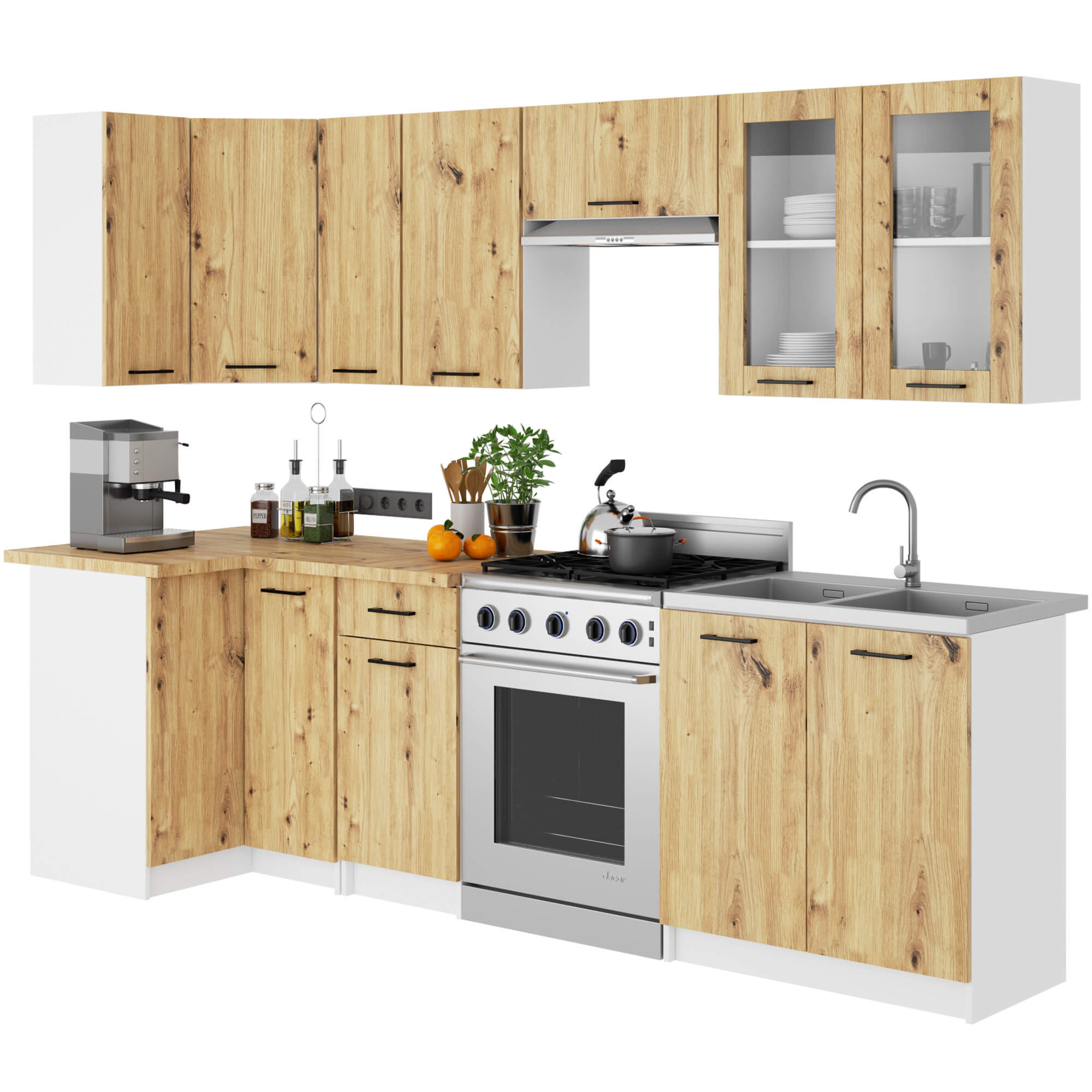 Horní kuchyňská skříňka OLIWIA W80 H720 bílá / dub artisan