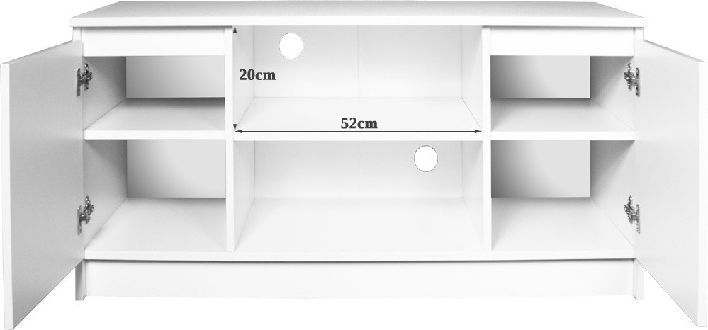 Stolek pod TV RTV 120 2D 1P bílý, lesk
