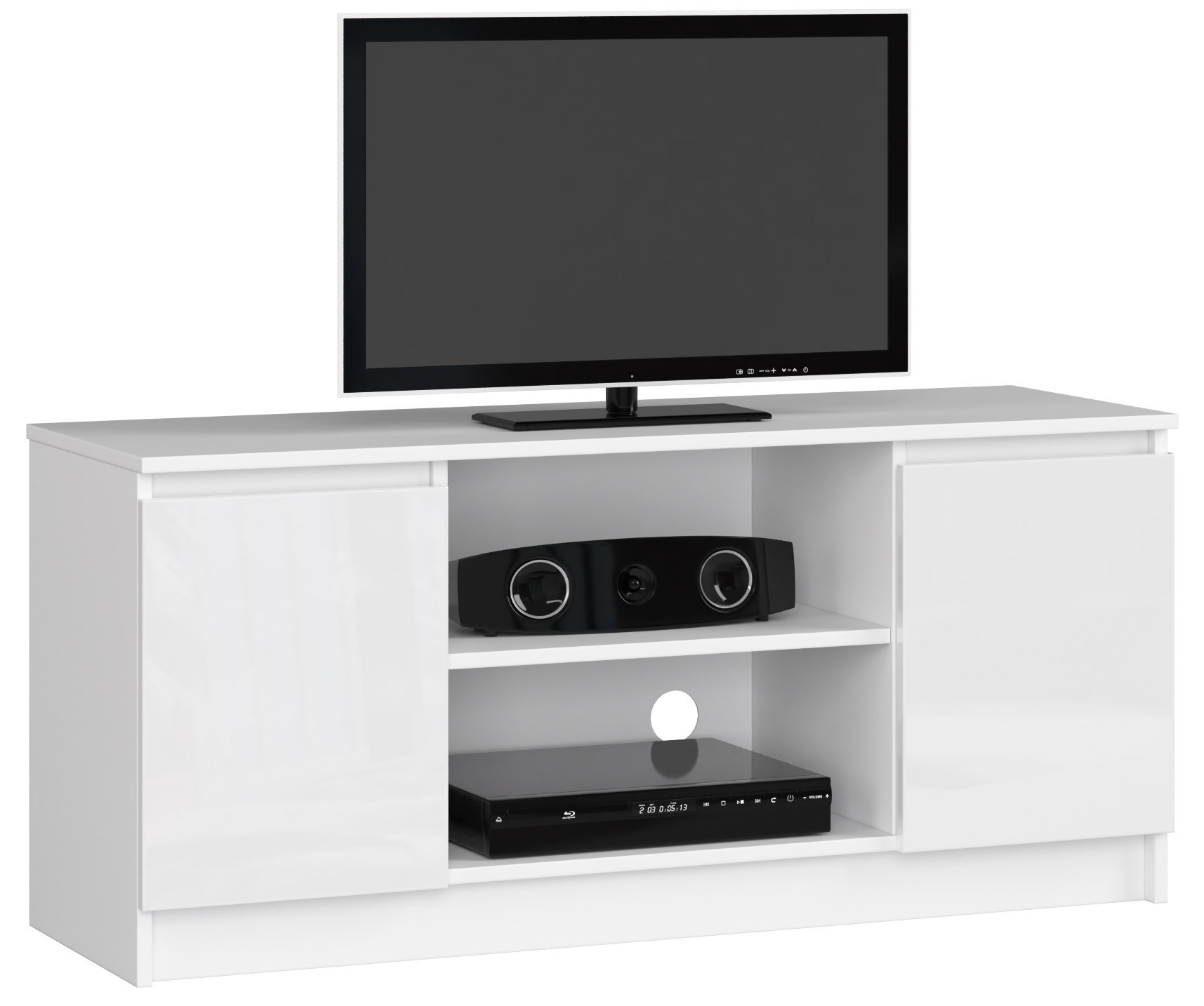 Stolek pod TV RTV 120 2D 1P bílý, lesk