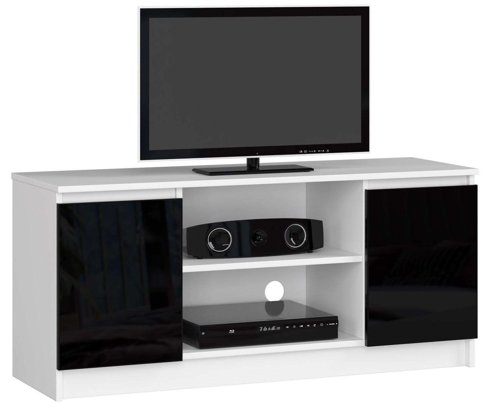 Stolek pod TV RTV 120 2D 1P černý, lesk