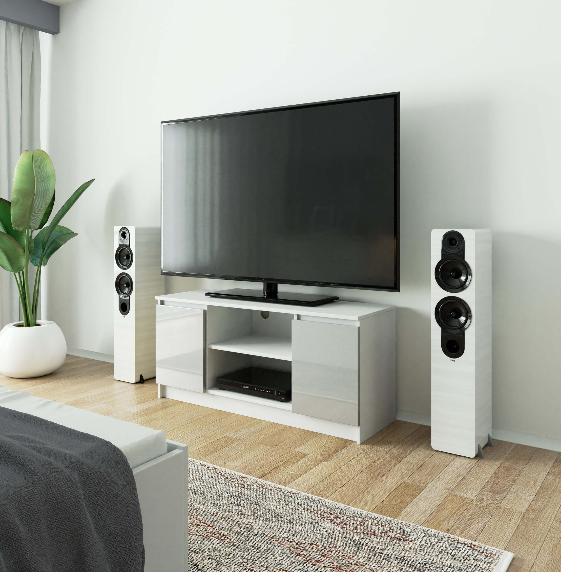 Stolek pod TV RTV 120 2D 1P metalický, lesk
