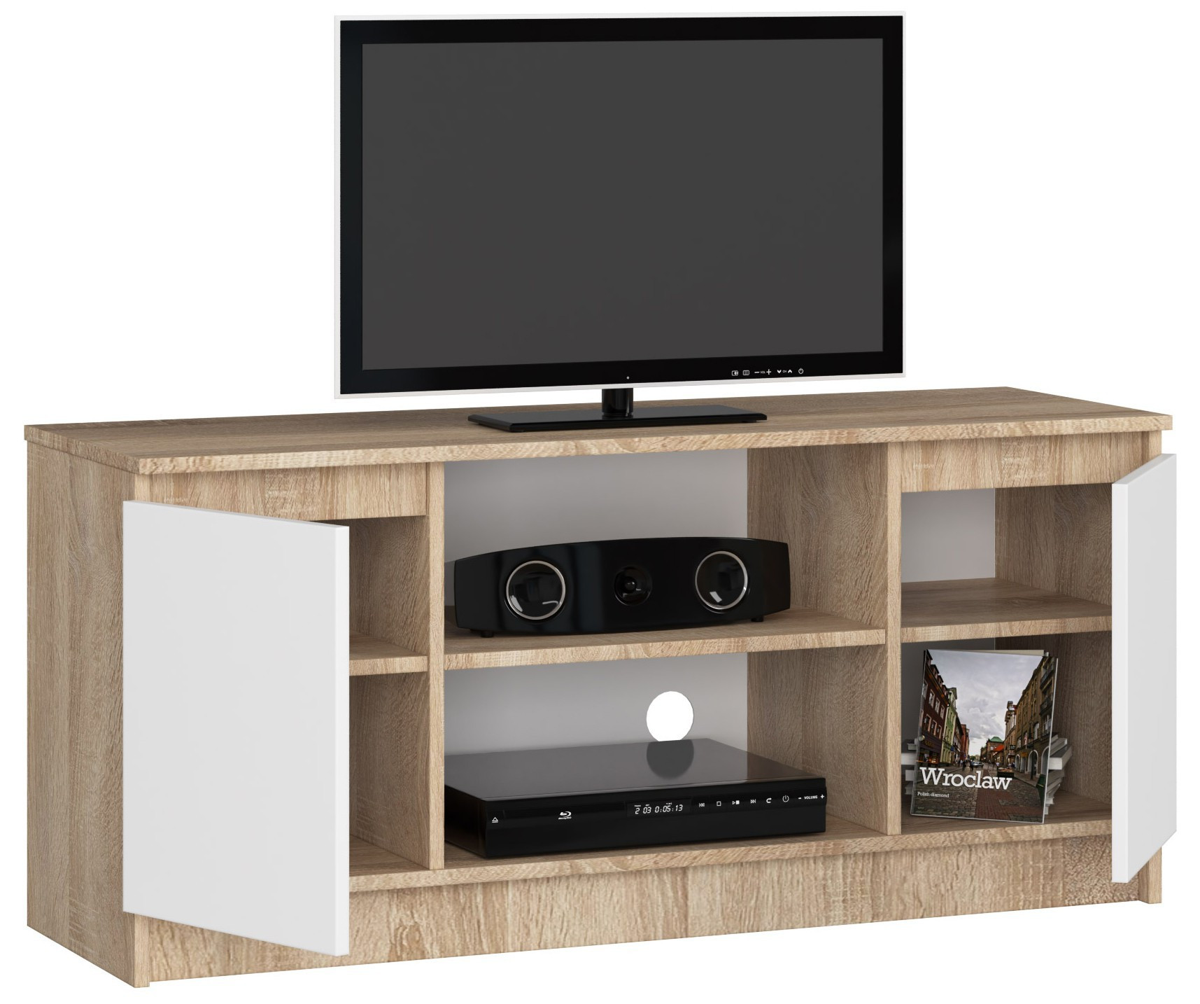 Stolek pod TV RTV 120 2D 1P sonoma / bílý