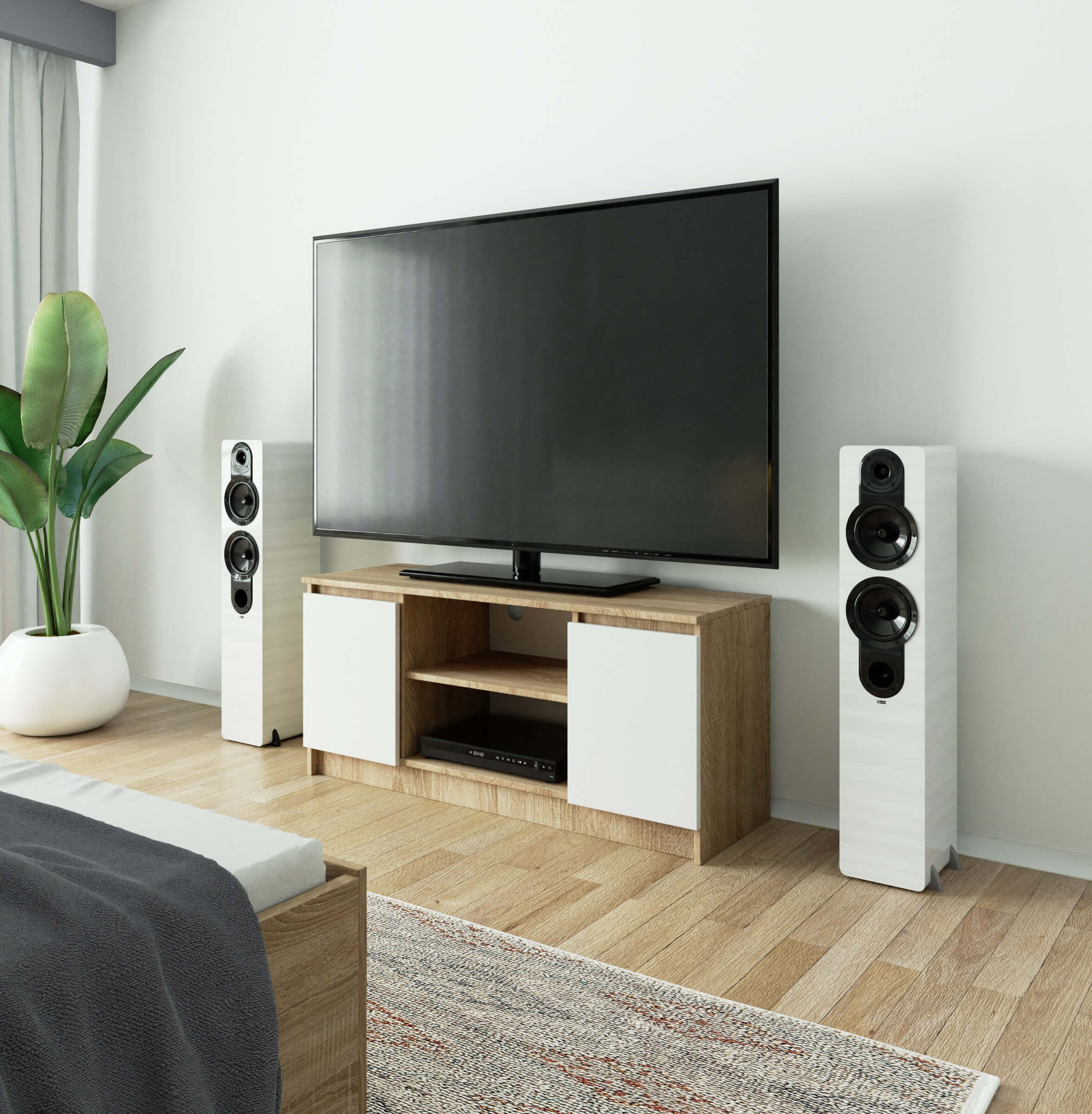Stolek pod TV RTV 120 2D 1P sonoma / bílý
