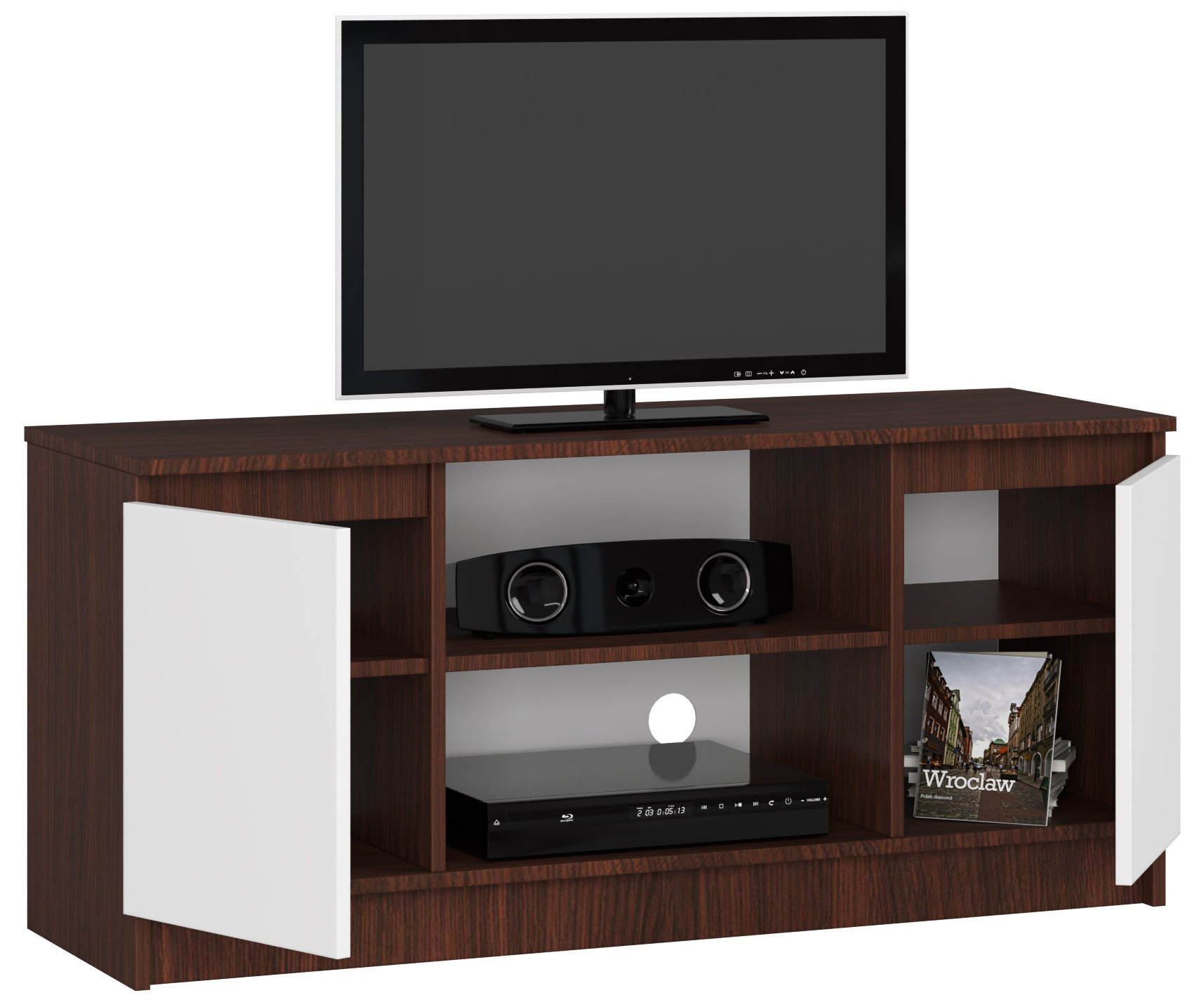 Stolek pod TV RTV 120 2D 1P wenge / bílý