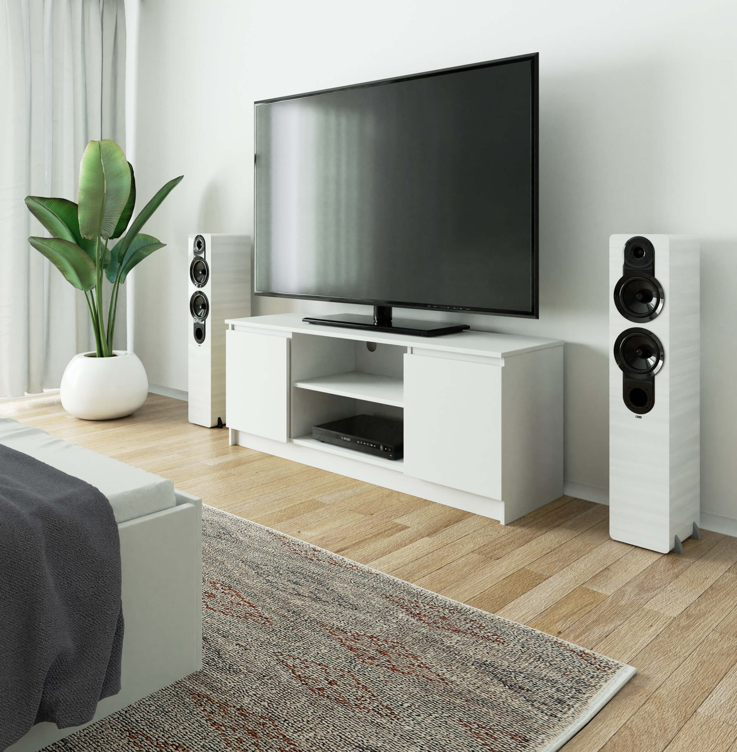 Stolek pod TV RTV 140 2D 1P bílý