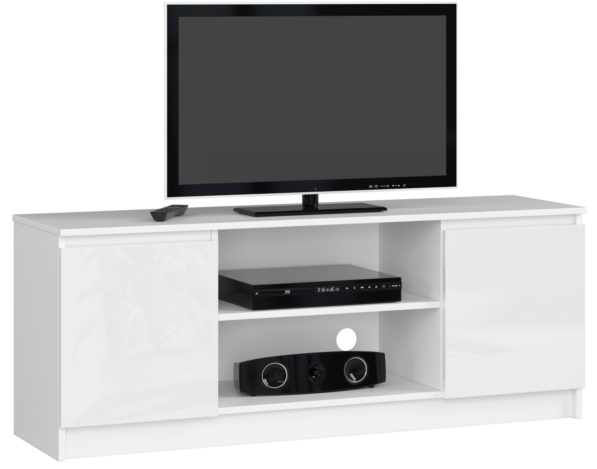Stolek pod TV RTV 140 2D 1P bílý, lesk