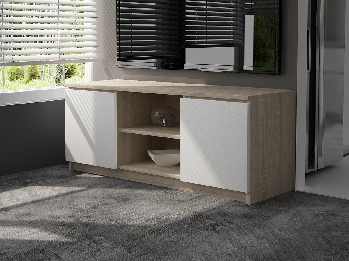 Stolek pod TV RTV 140 2D 1P sonoma / bílý