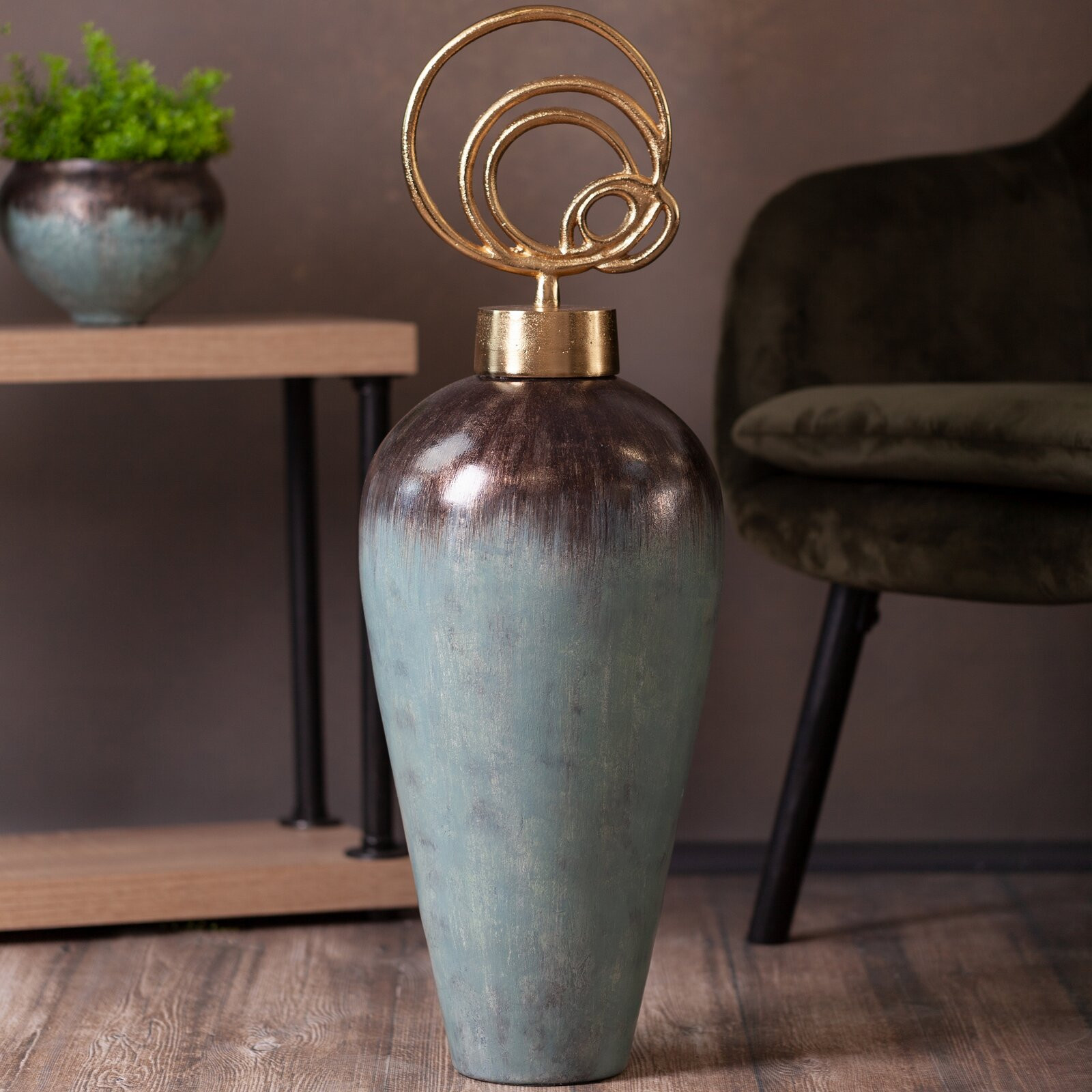 Dekorativní miska ABRIL 02 tyrkysová / hnědá