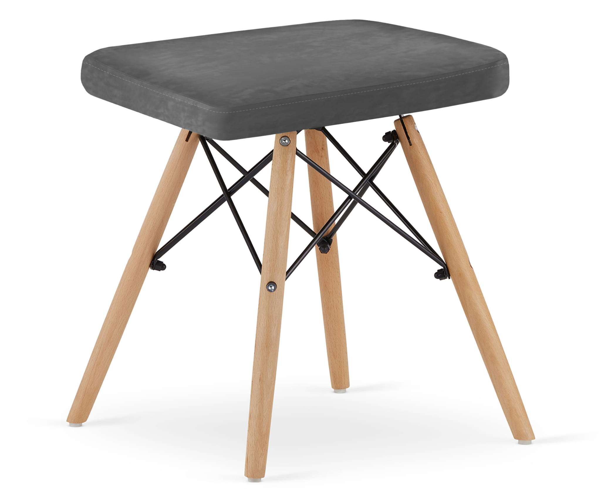 Set čtyř taburetek WERK sametové šedé (hnědé nohy) 4ks