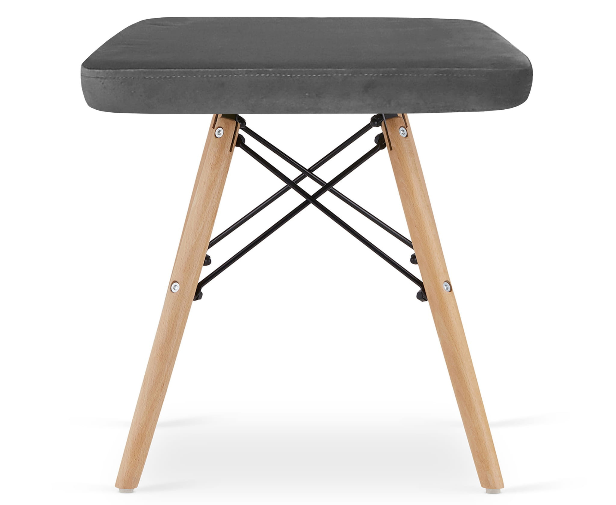 Set čtyř taburetek WERK sametové šedé (hnědé nohy) 4ks