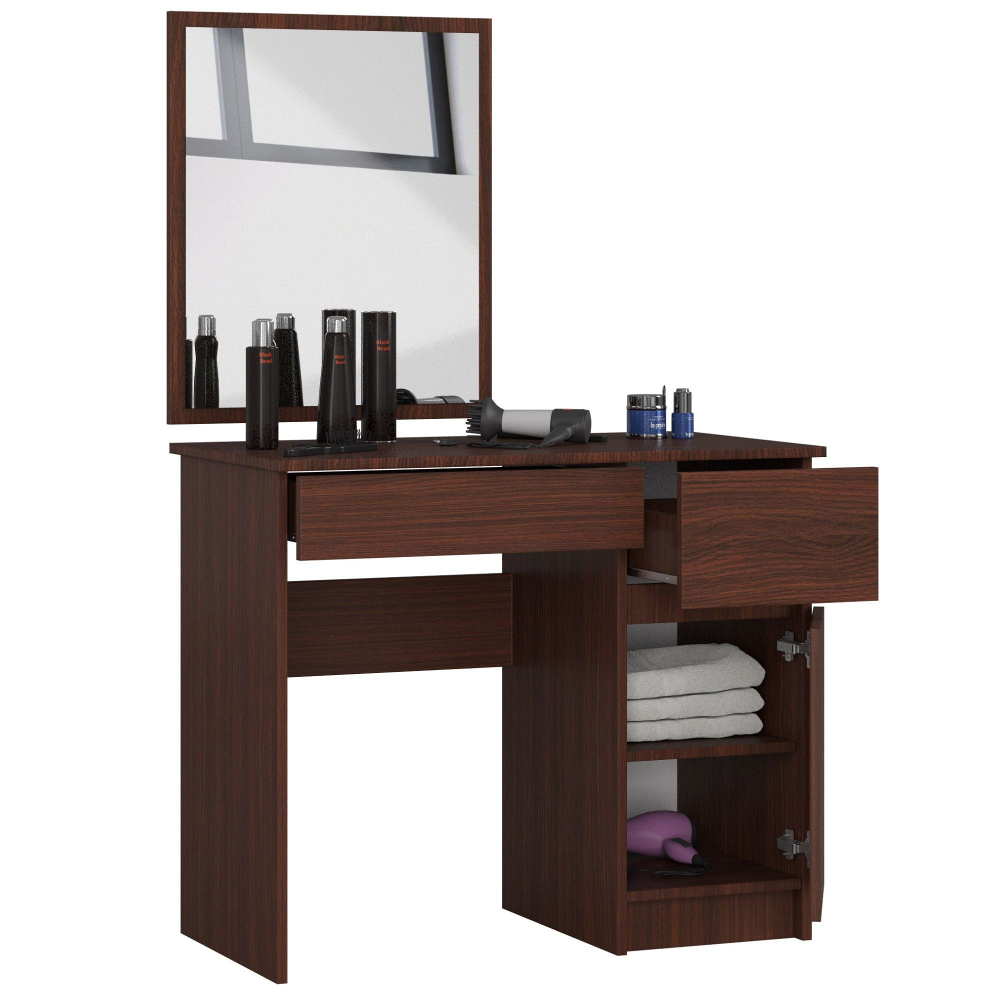 Toaletní stolek se zrcadlem CLP P-2/SL pravý, wenge
