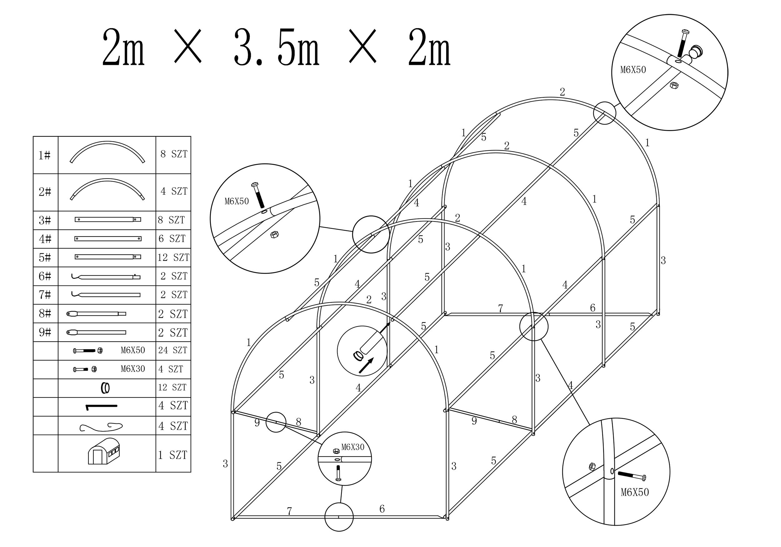 Zahradní skleník AUREA zelený 2x3,5 m