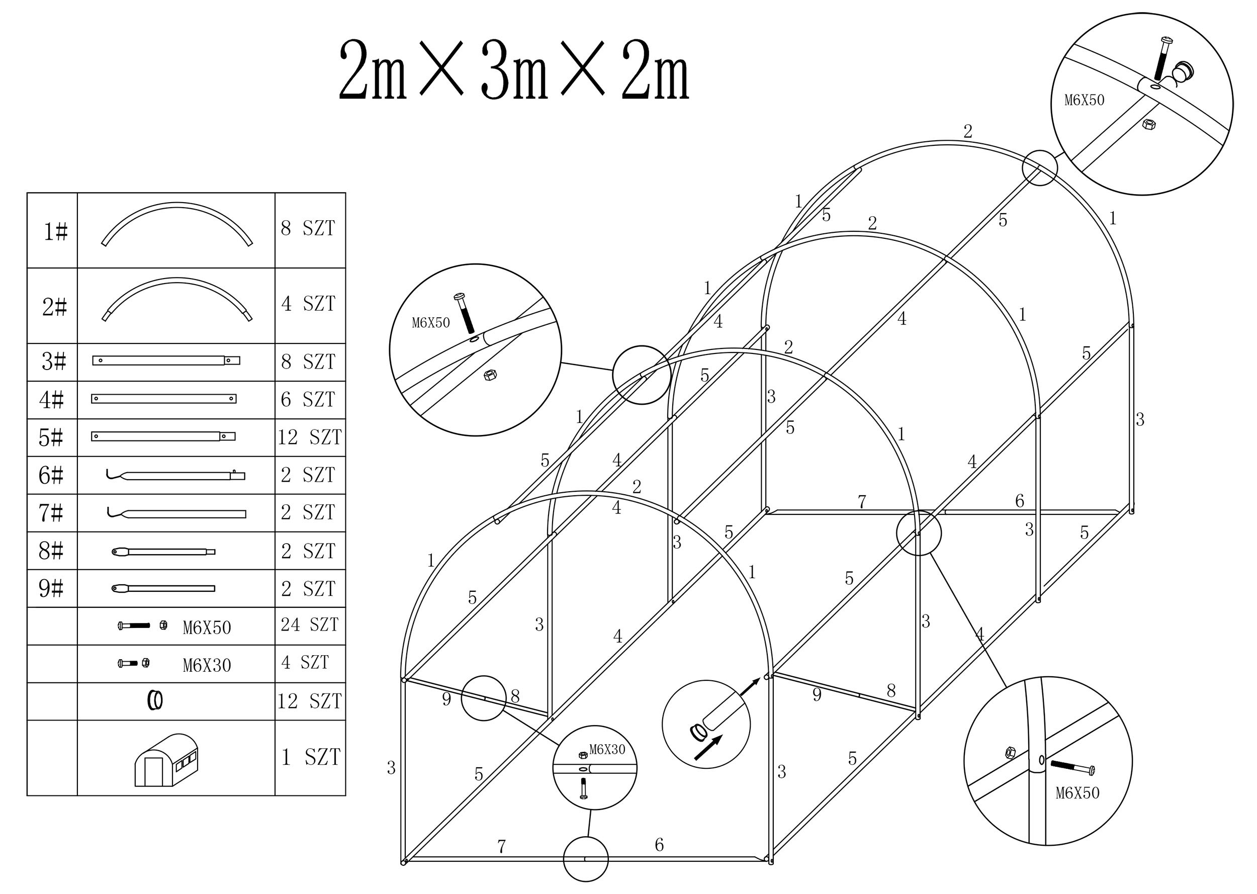 Zahradní skleník AUREA zelený 2x3 m