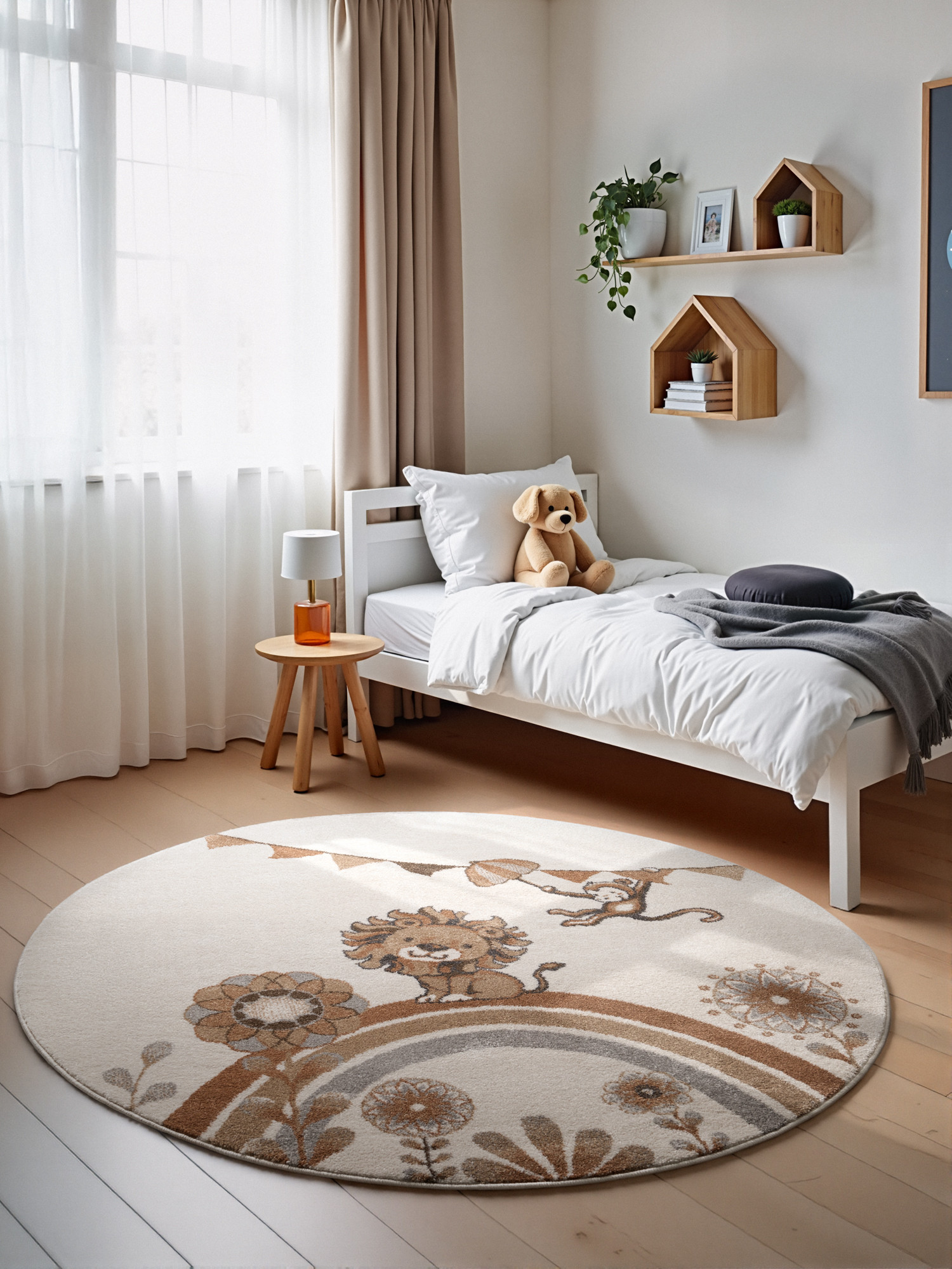Koberec Villeroy & Boch BOHO KIDS Roar like a Lion krémový kruh