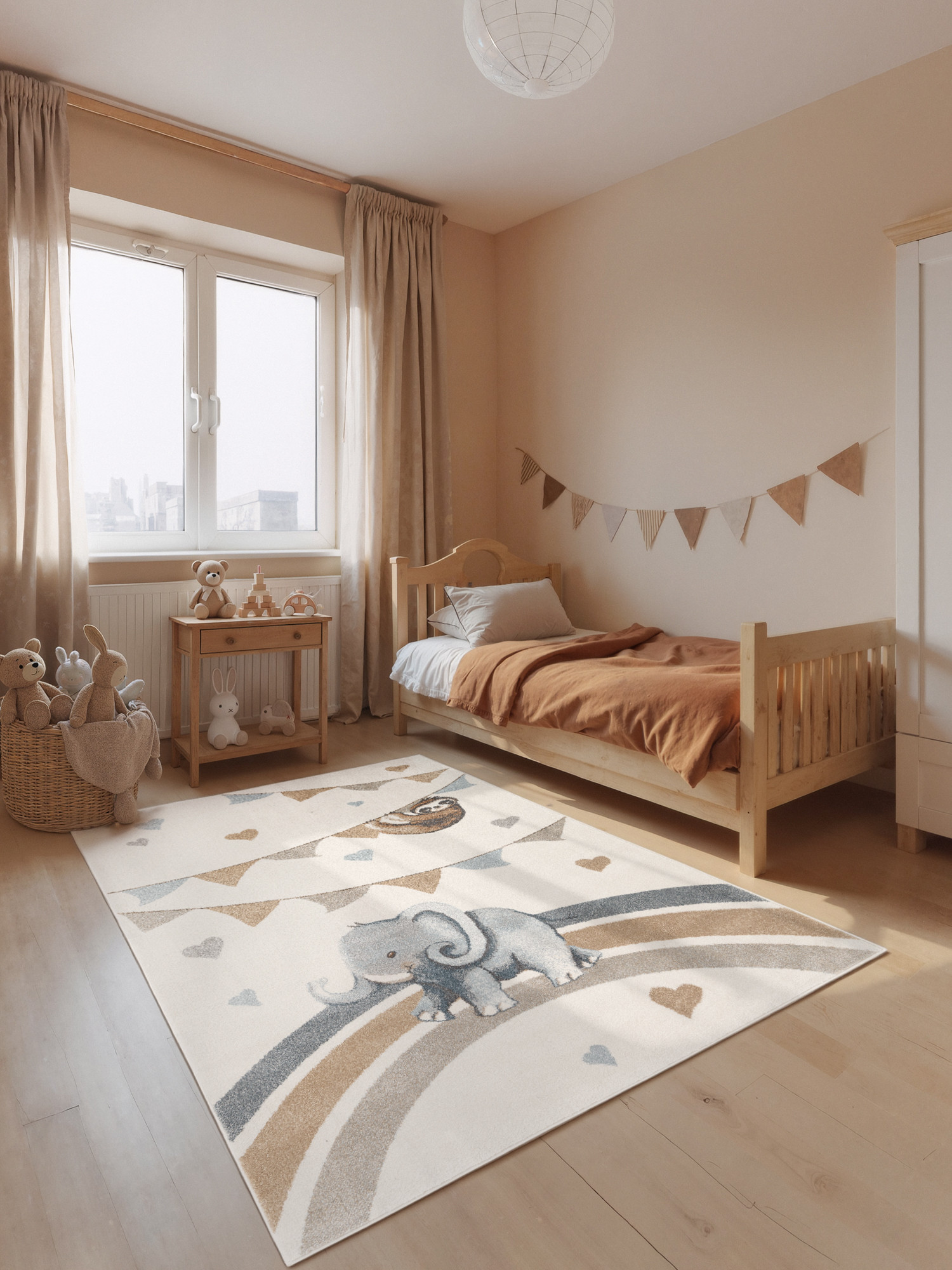 Koberec Villeroy & Boch BOHO KIDS Walk like an Elephant Rainbow Party krémový