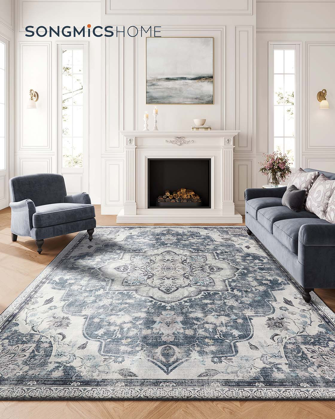 Koberec Vintage šedý / modrý