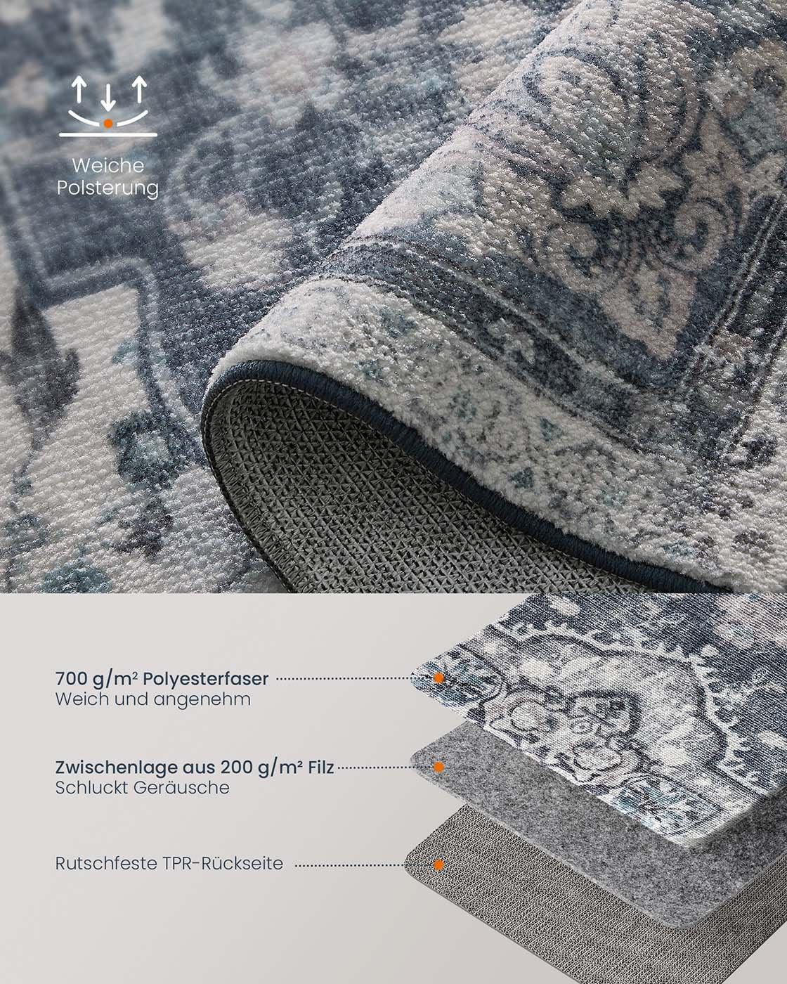 Koberec Vintage šedý / modrý