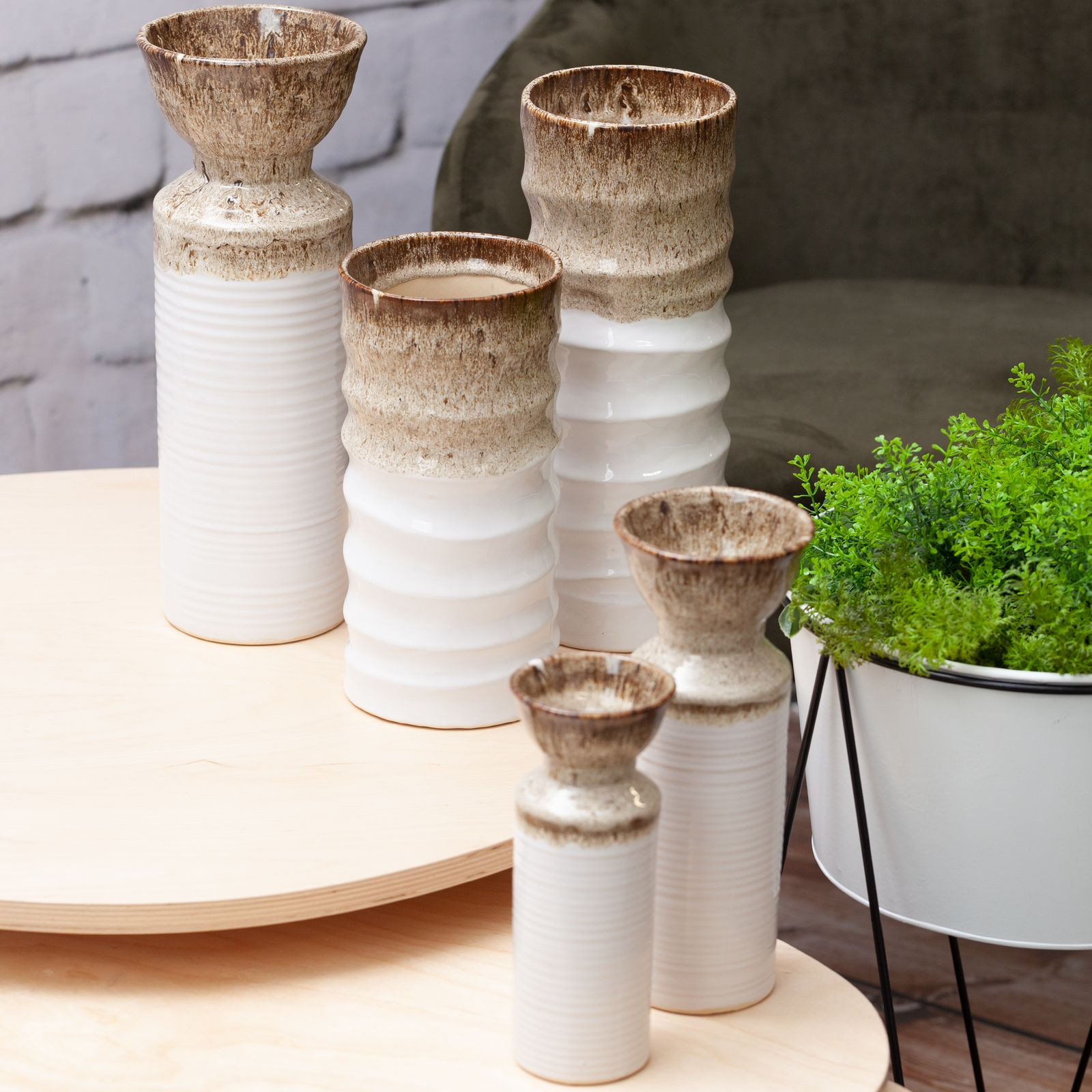 Váza ERINA 07 bílá / hnědá