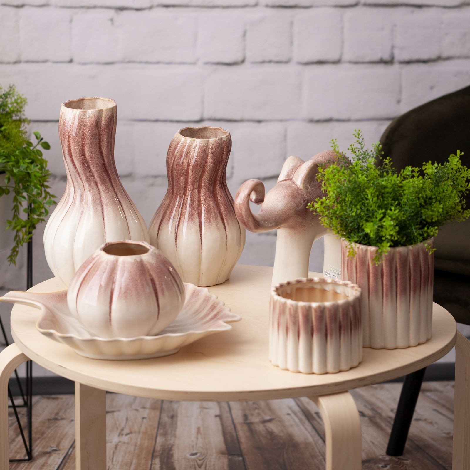 Váza EVITA 04 krémová / růžová