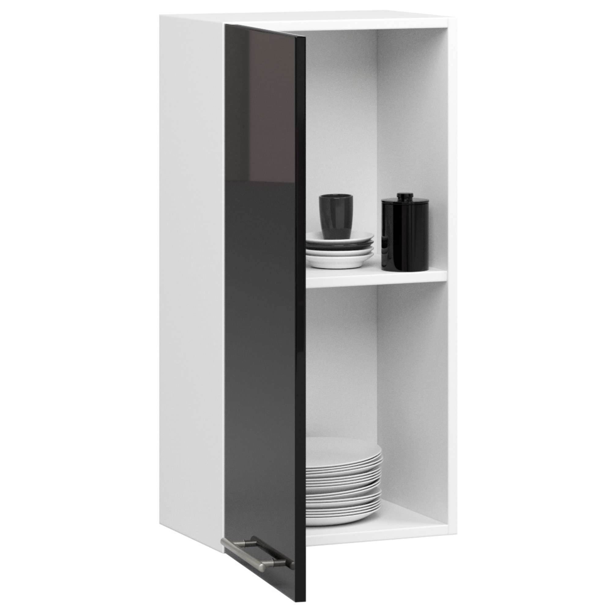 Horní kuchyňská skříňka OLIWIA W 40 H720 bílá / černá, lesk