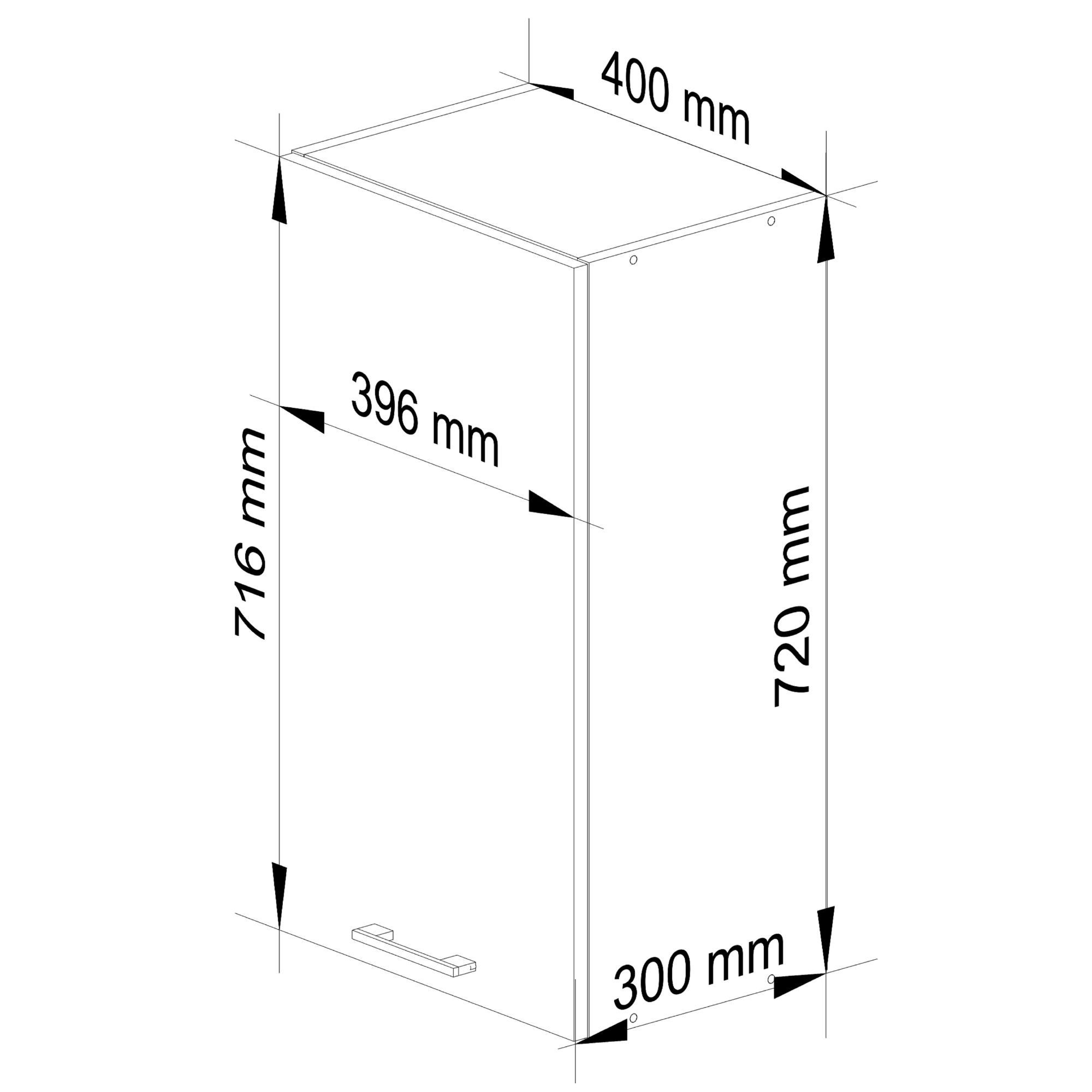Horní kuchyňská skříňka OLIWIA W 40 H720 bílá / černá, lesk
