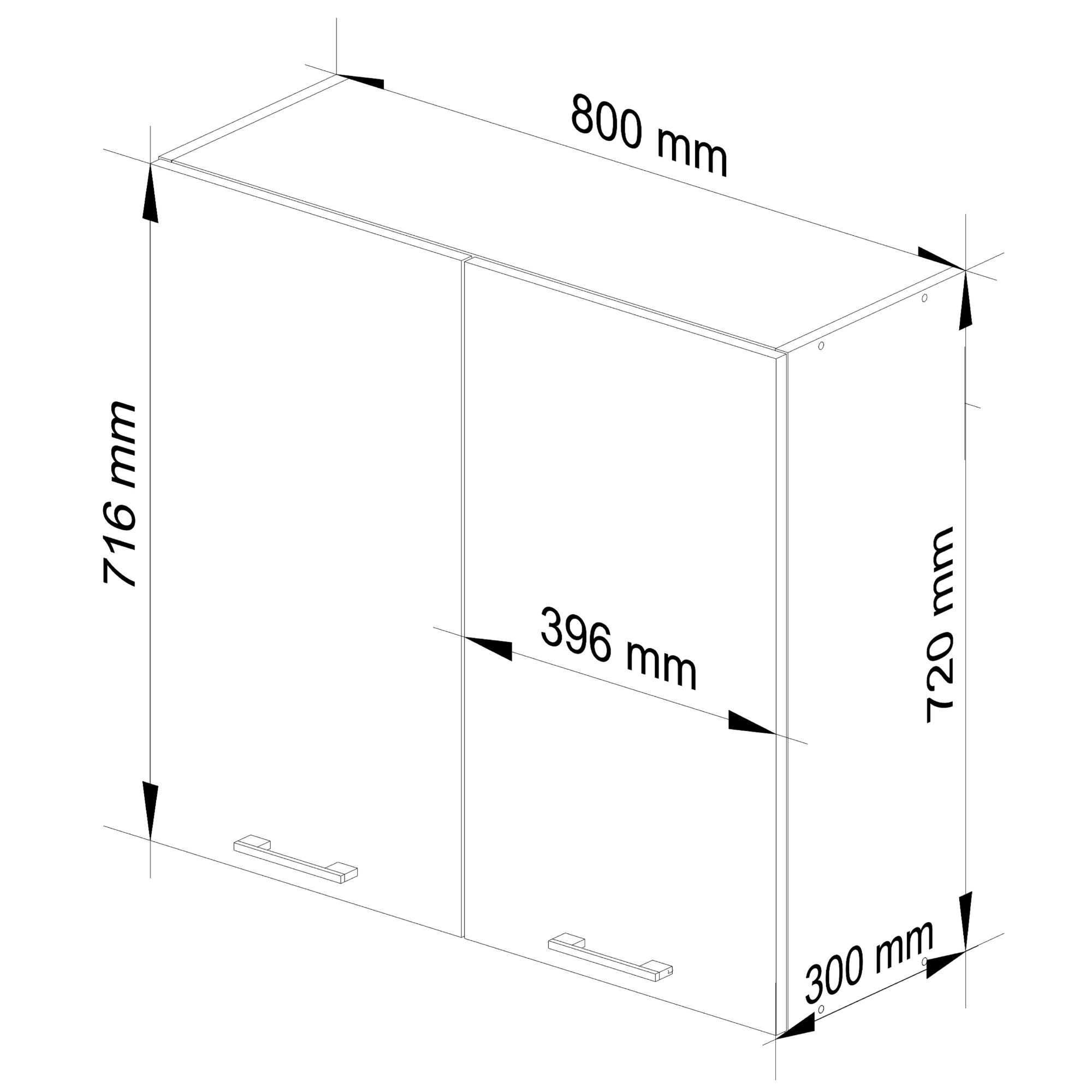 Horní kuchyňská skříňka OLIWIA W 80 H720 bílá / černá, lesk