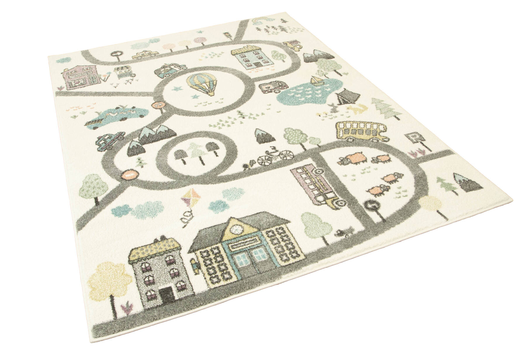 Metrážový koberec Lima 9376A uličky, krémový / světle šedý