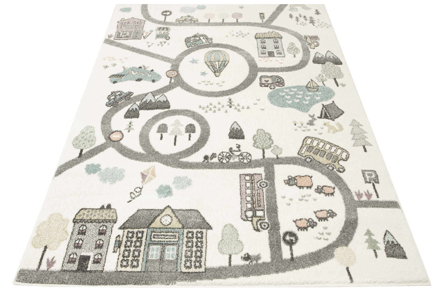 Metrážový koberec Lima 9376A uličky, krémový / světle šedý