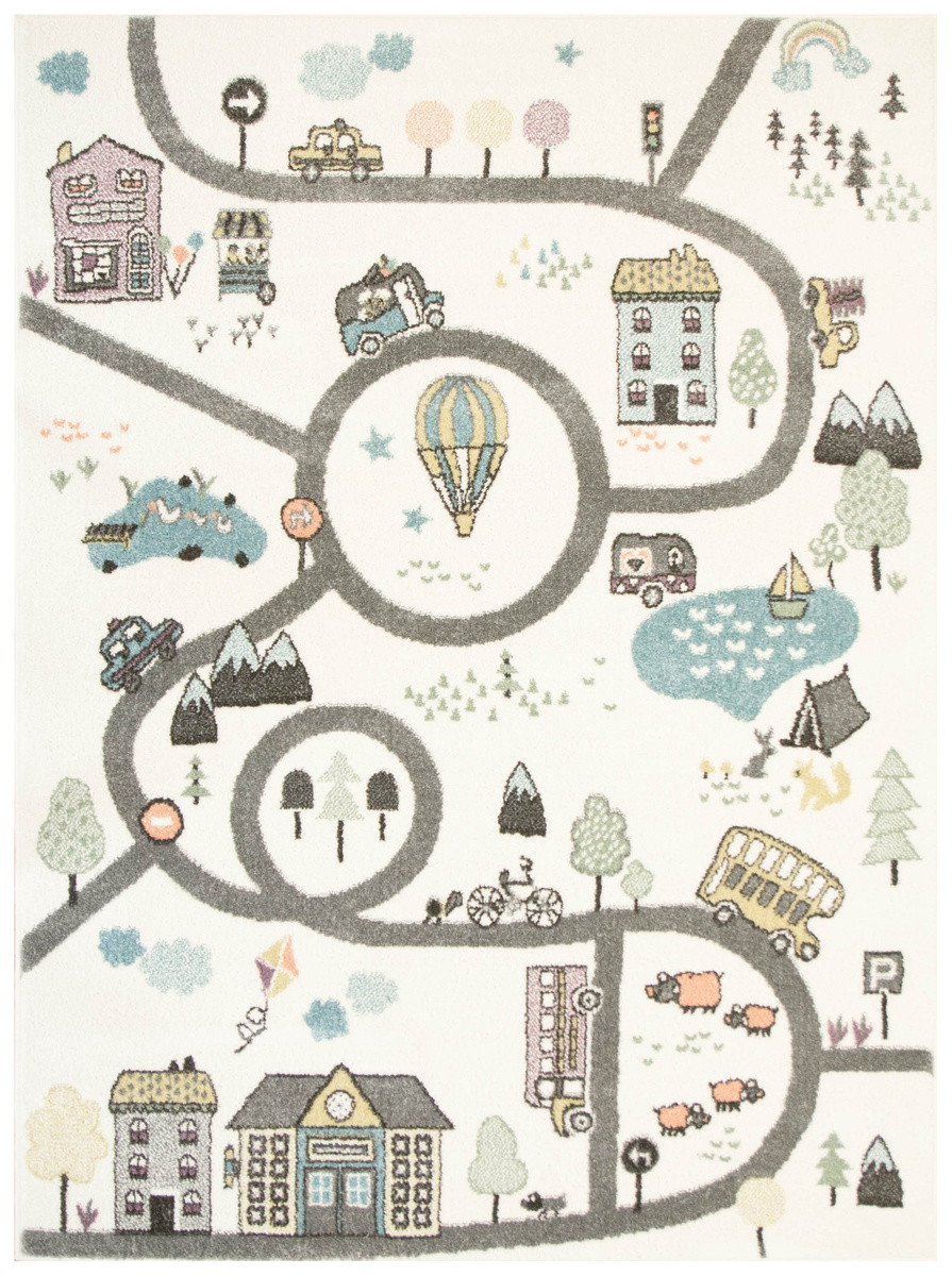 Metrážový koberec Lima 9376A uličky, krémový / světle šedý