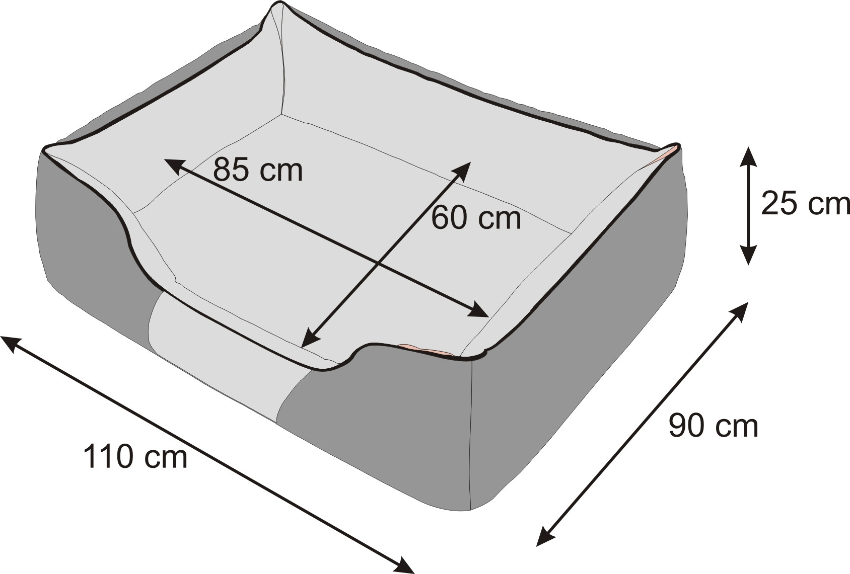 Pelíšek COMFORT XXL tmavě šedý ekolen