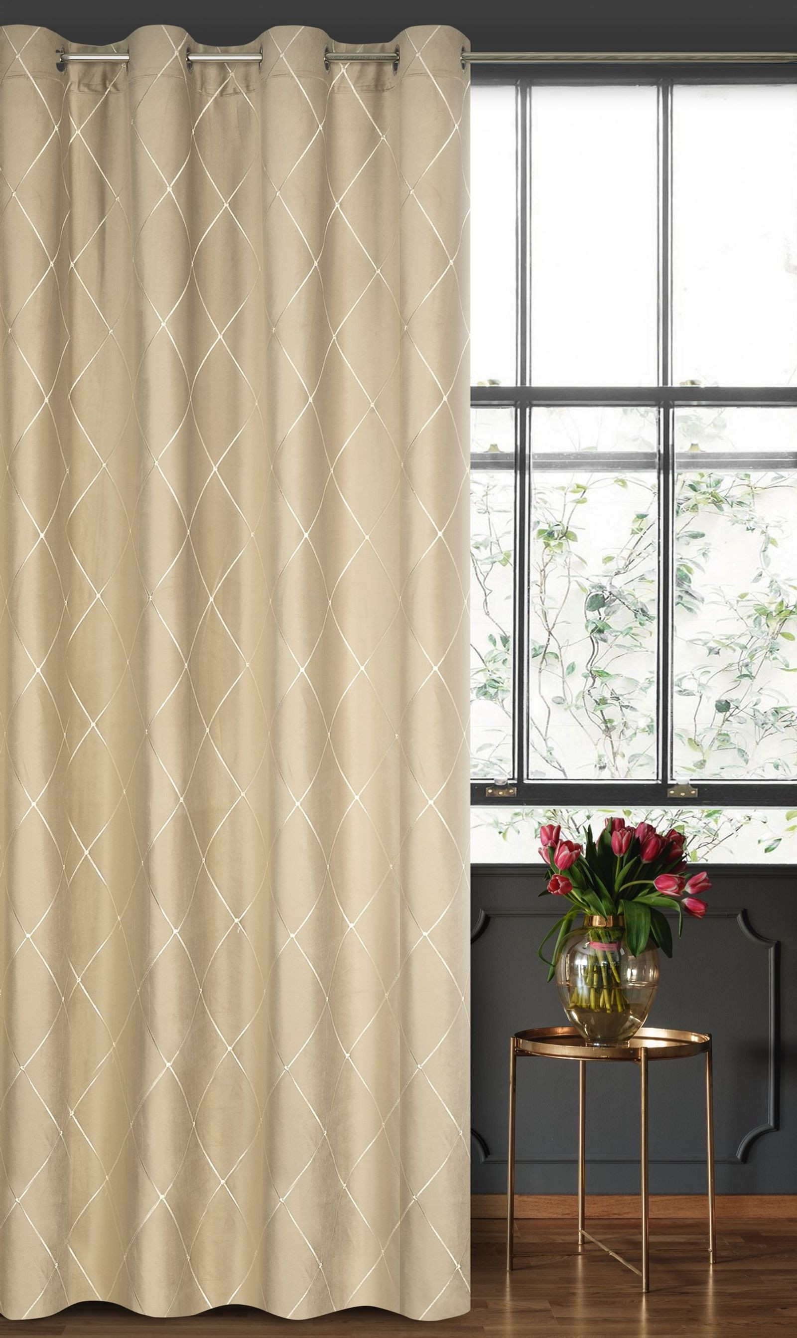 Hotový závěs PIERRE CARDIN MARGO béžový / zlatý - na průchodkách