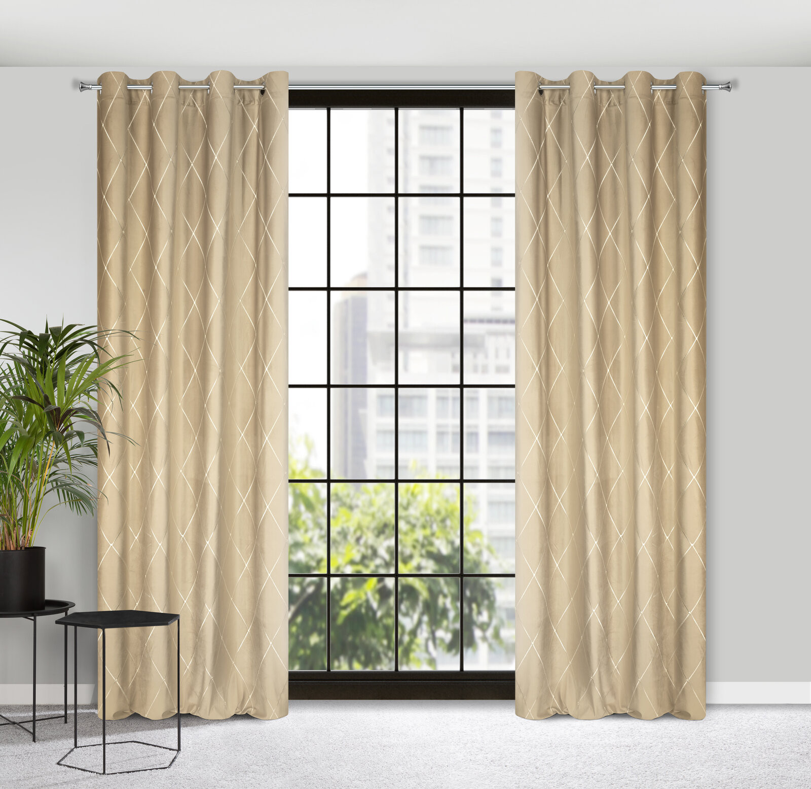 Hotový závěs PIERRE CARDIN MARGO béžový / zlatý - na průchodkách