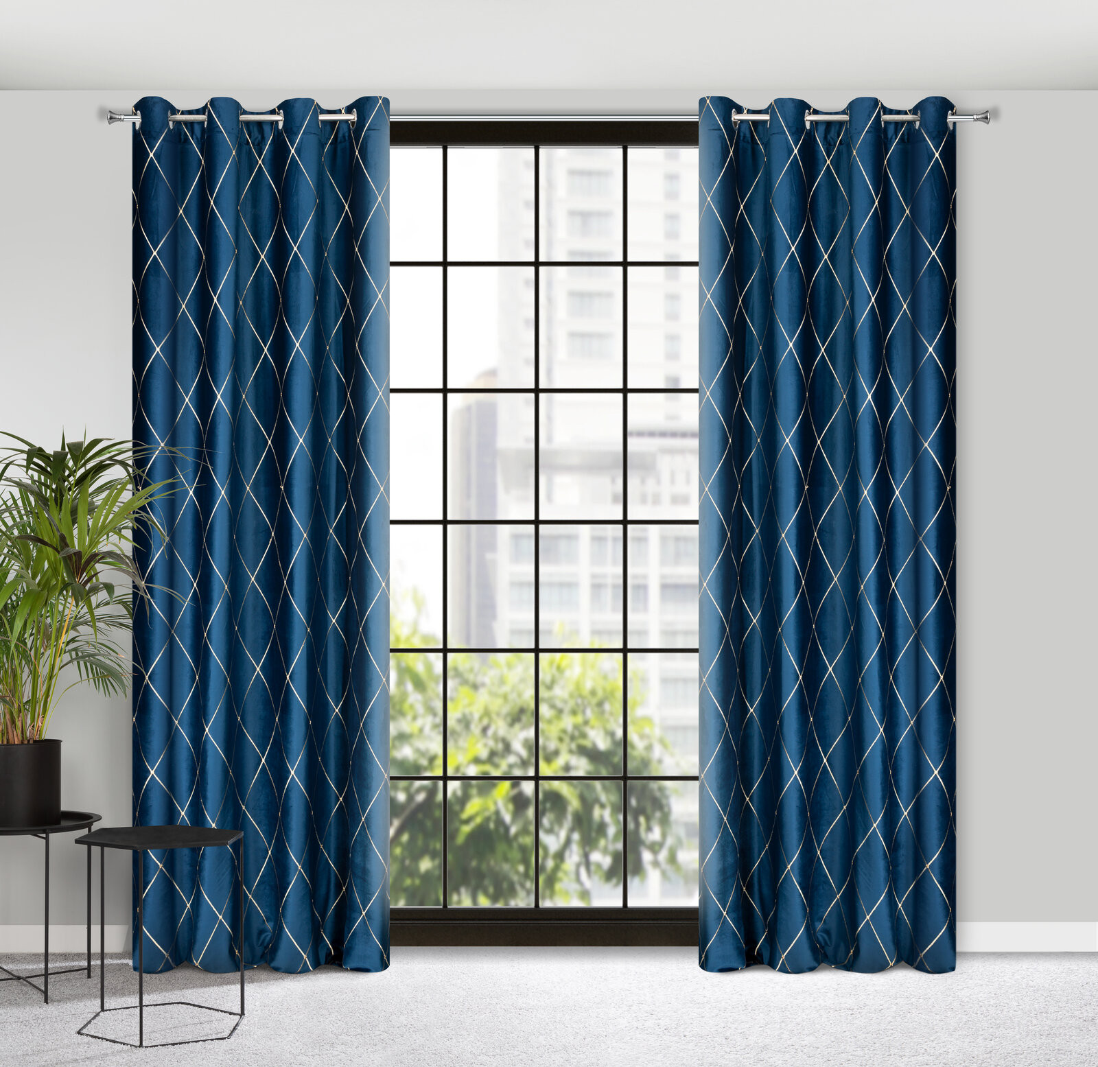 Hotový závěs PIERRE CARDIN MARGO granátový / zlatý - na průchodkách