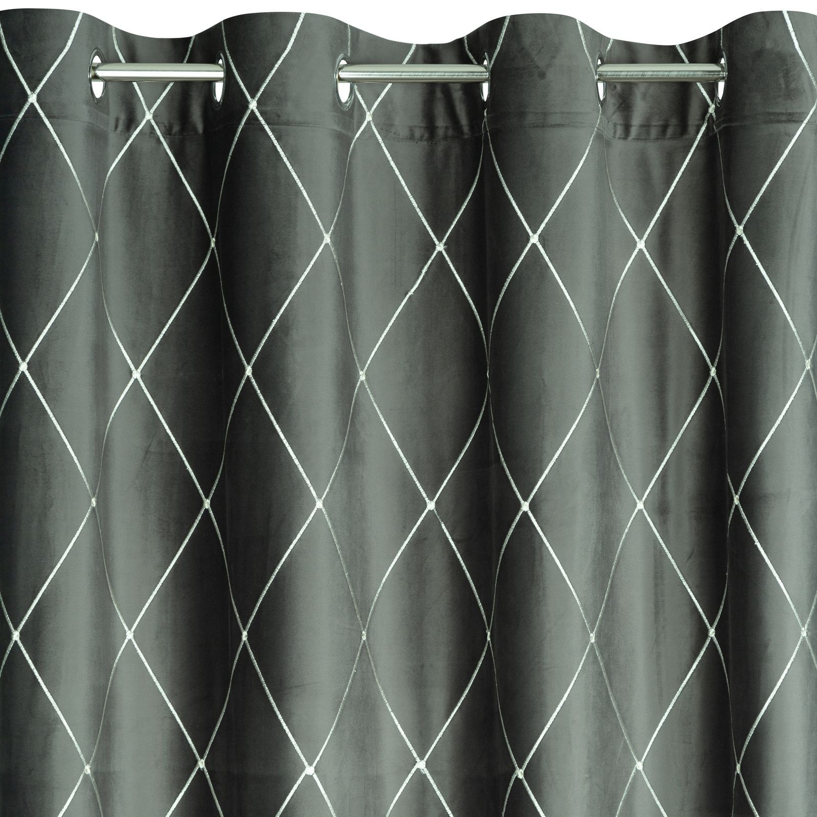 Hotový závěs PIERRE CARDIN MARGO šedý / stříbrný - na průchodkách